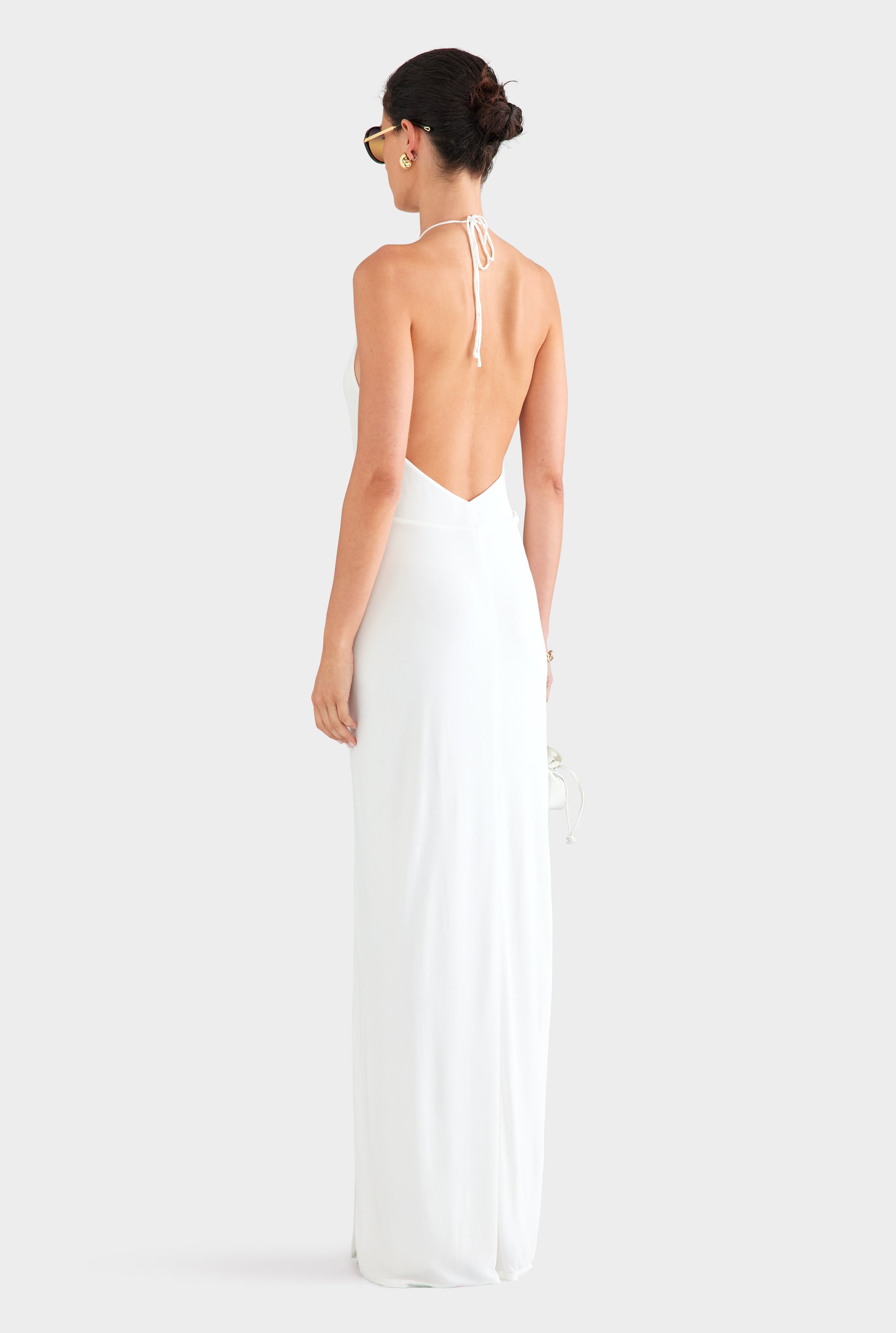 Plunge Jersey Twist Maxi Dress - Off White