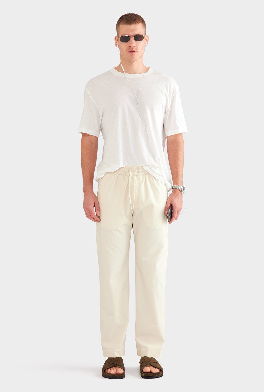 Cotton Poplin Trouser - Cream