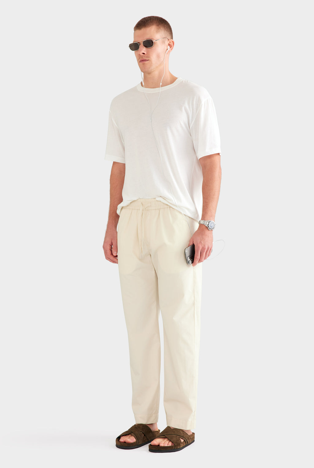 Cotton Poplin Trouser - Cream