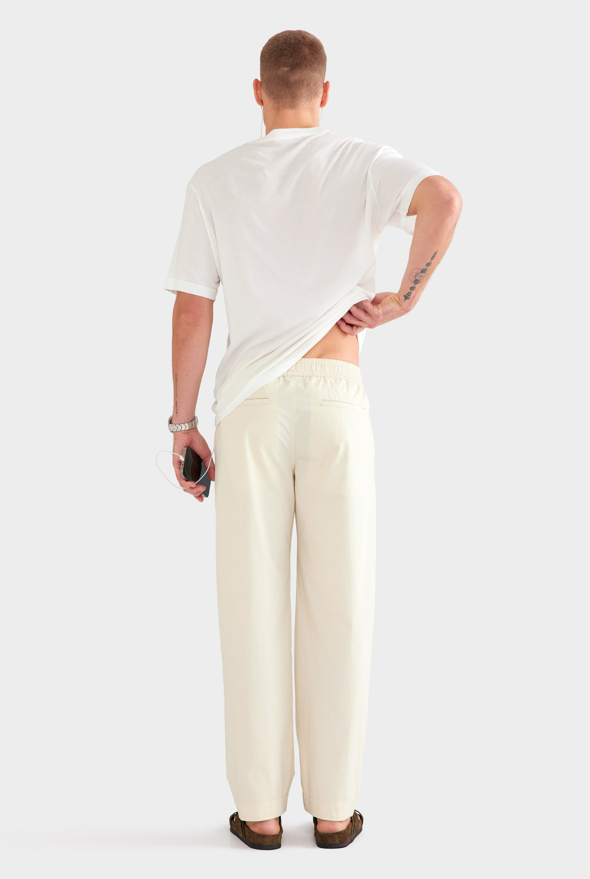 Cotton Poplin Trouser - Cream