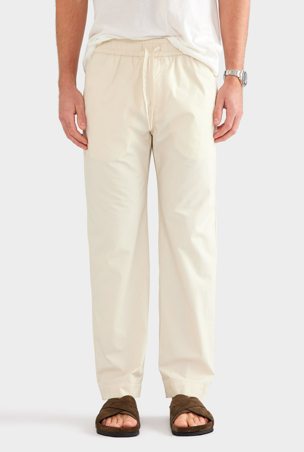 Cotton Poplin Trouser - Cream