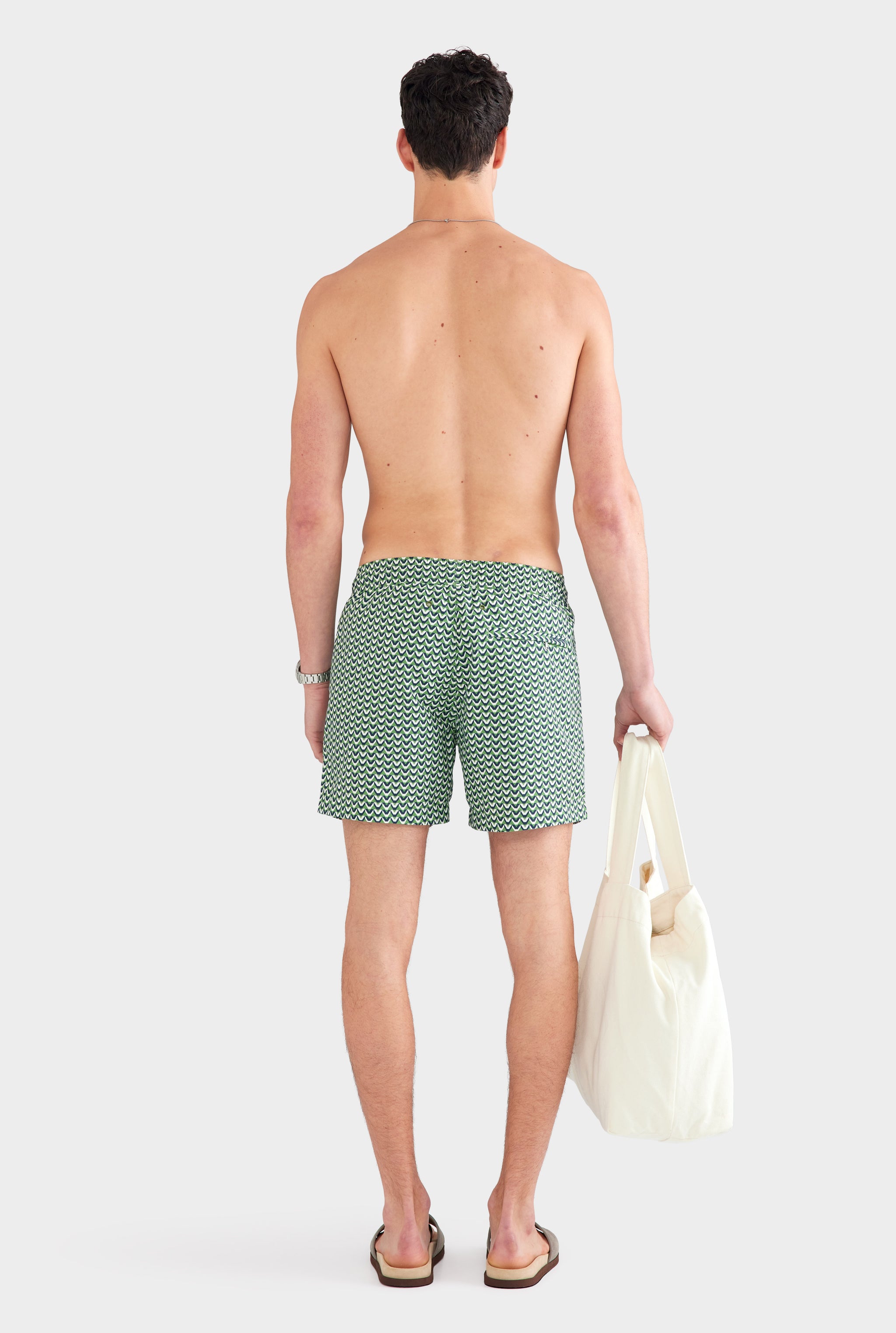 Printed Swim Short - Ivy Green/Cream/Navy V Monogram