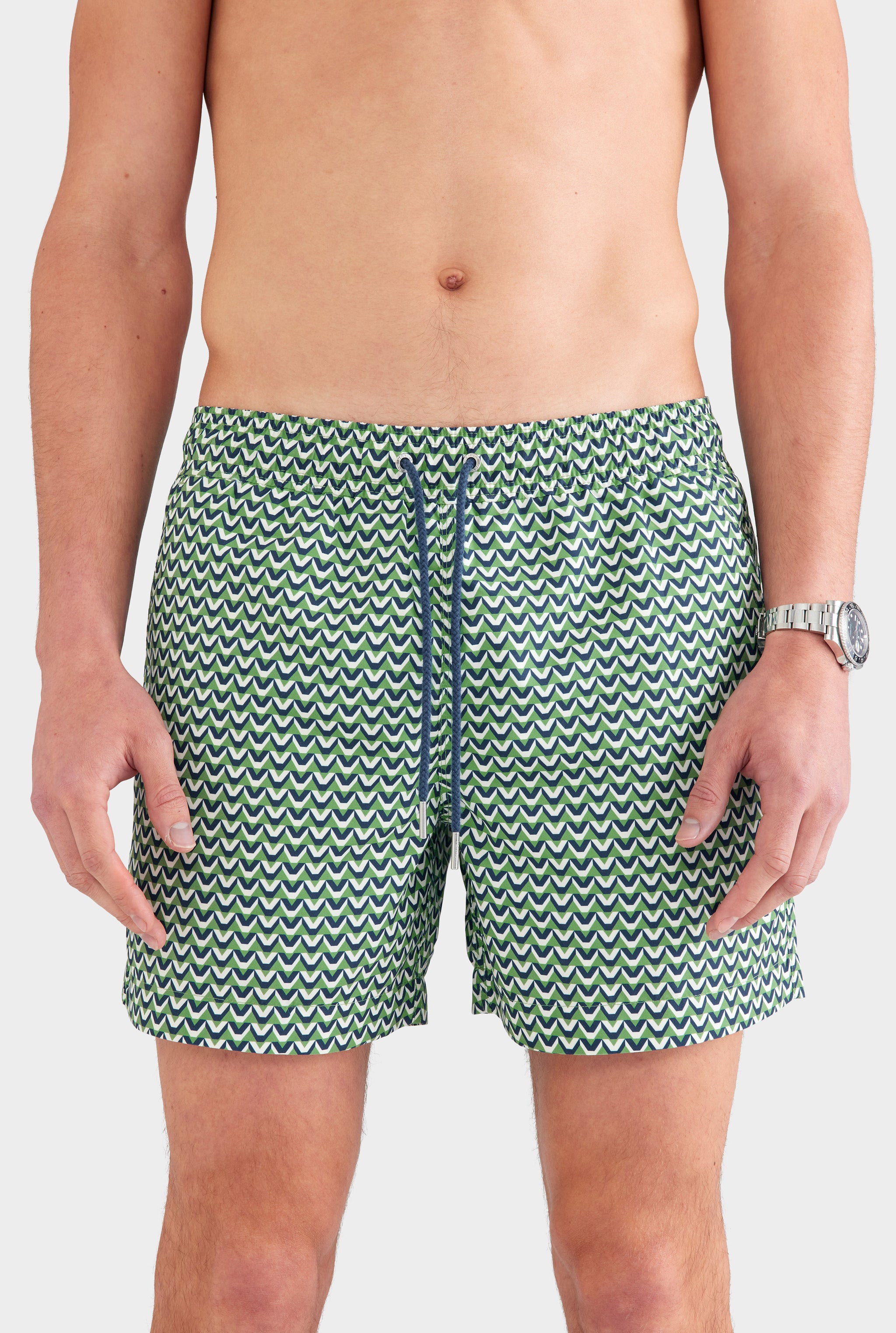 Printed Swim Short - Ivy Green/Cream/Navy V Monogram