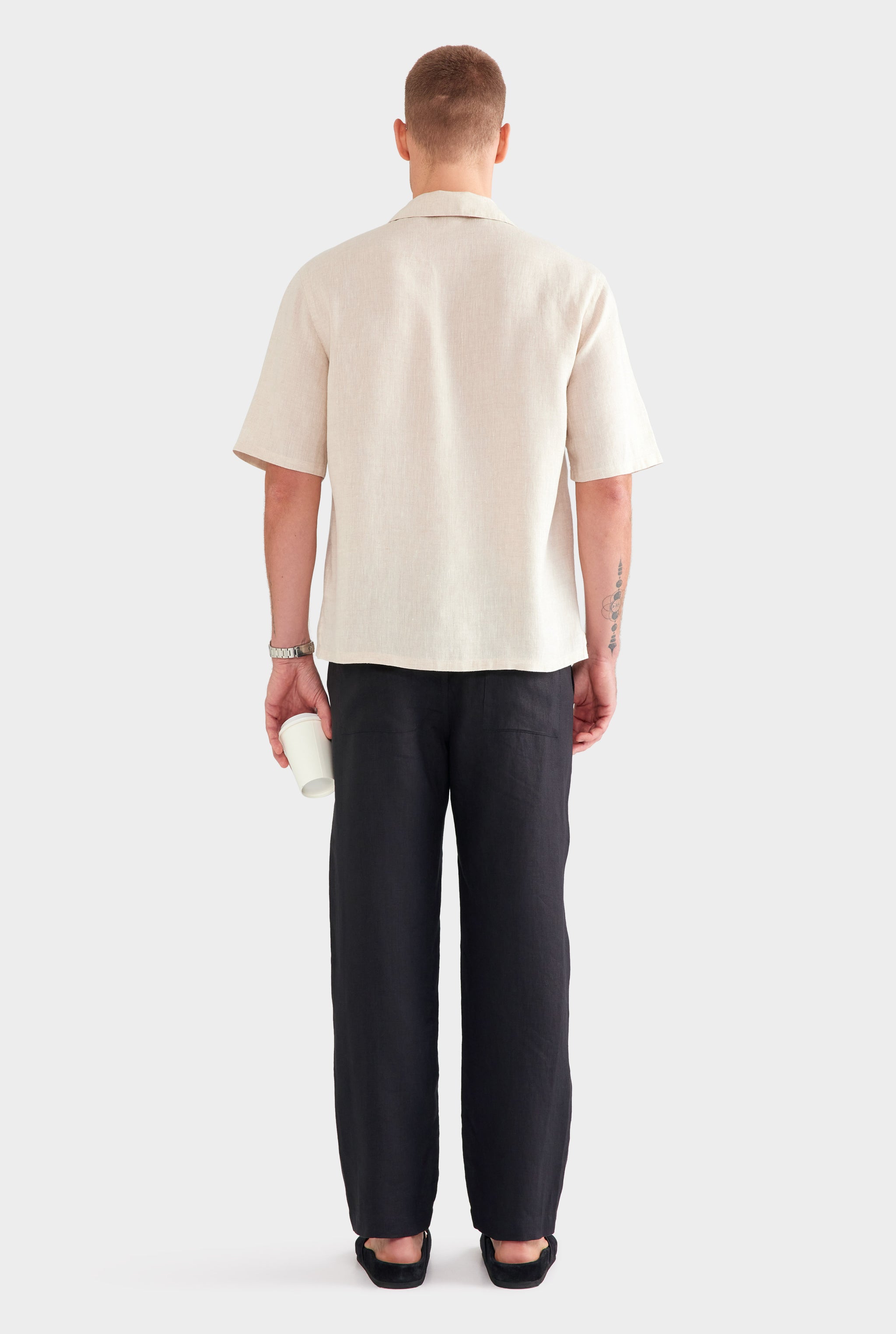 Linen Camp Collar Shirt - Sand