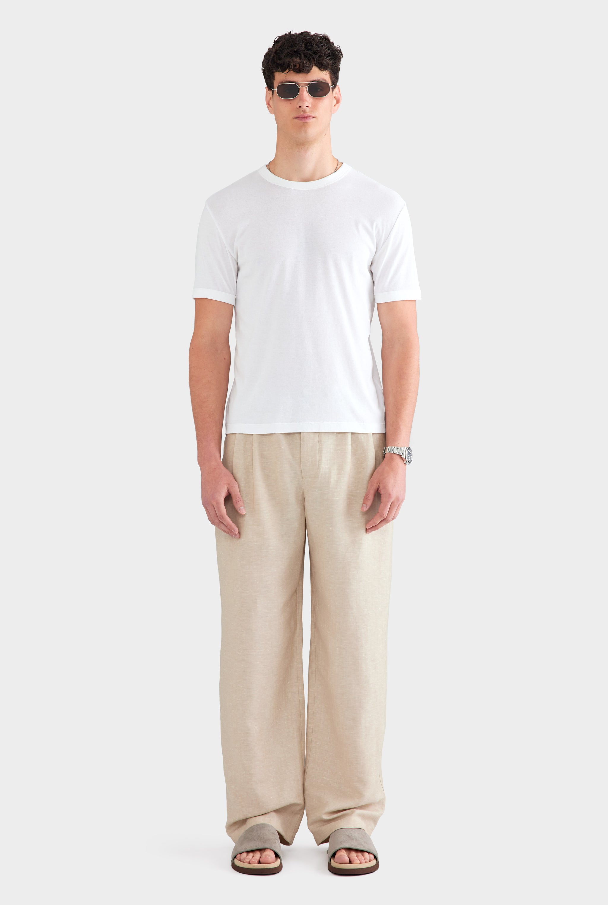 Rib Ringer T Shirt - White