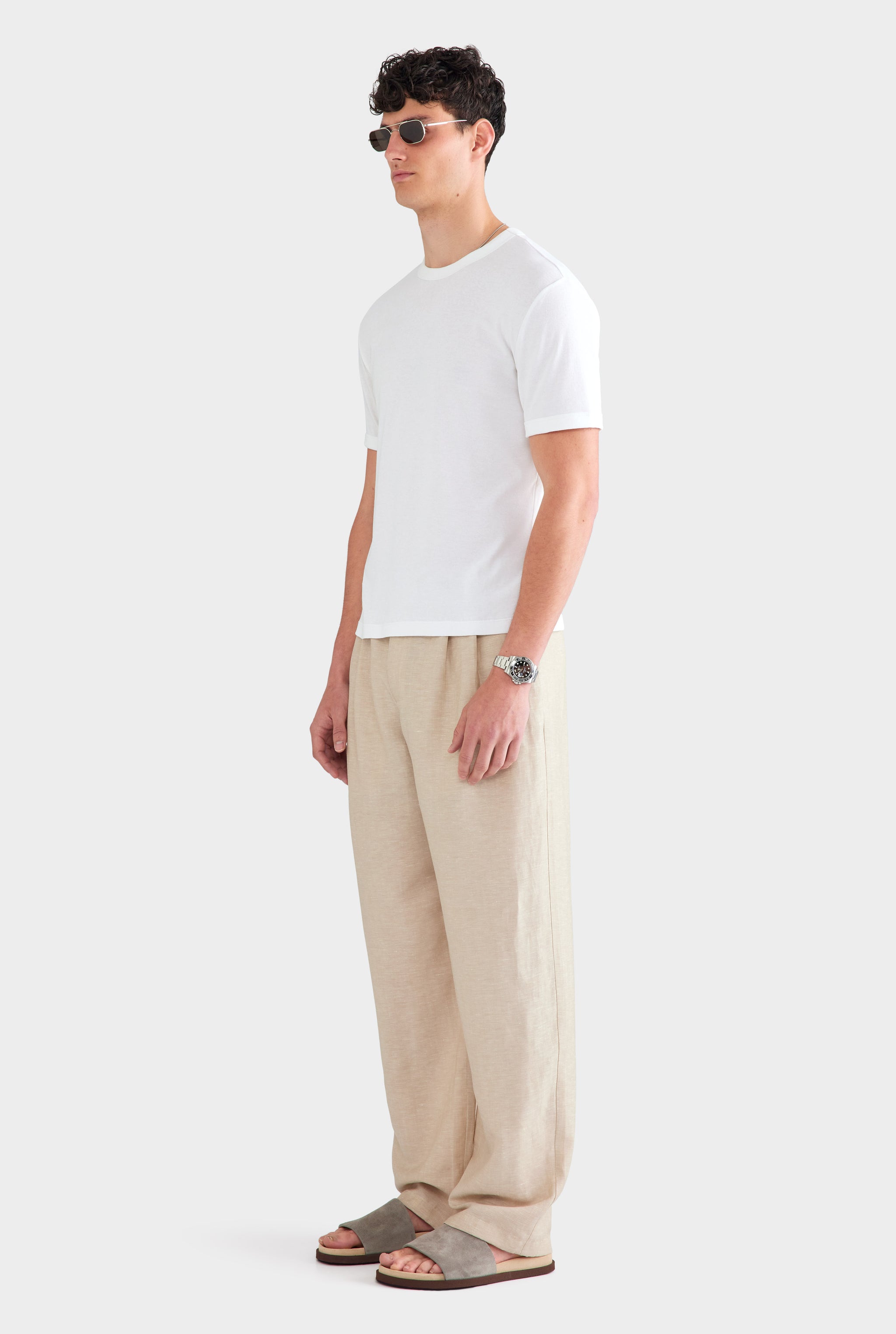 Rib Ringer T Shirt - White