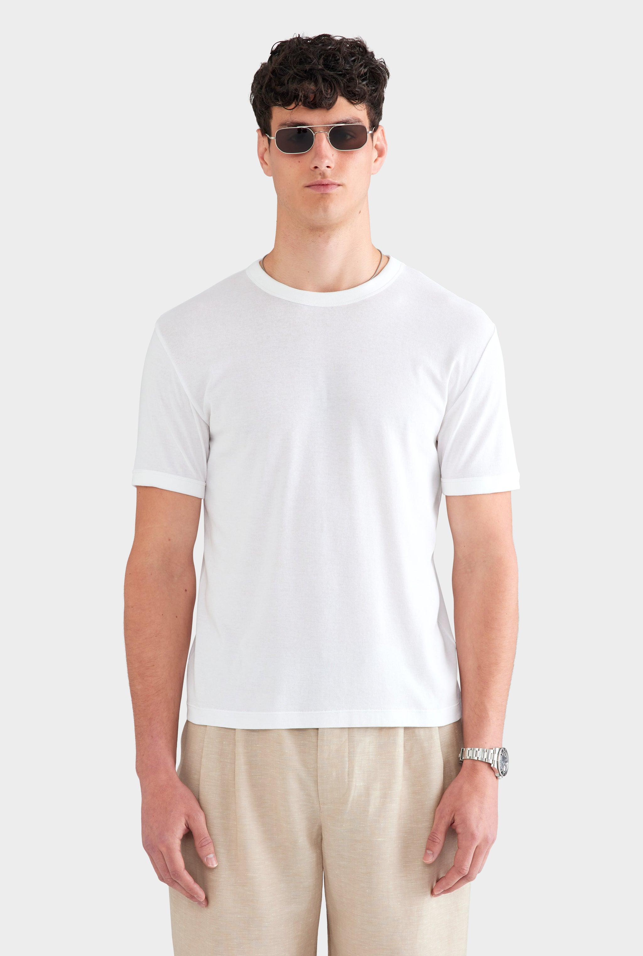 Rib Ringer T Shirt - White
