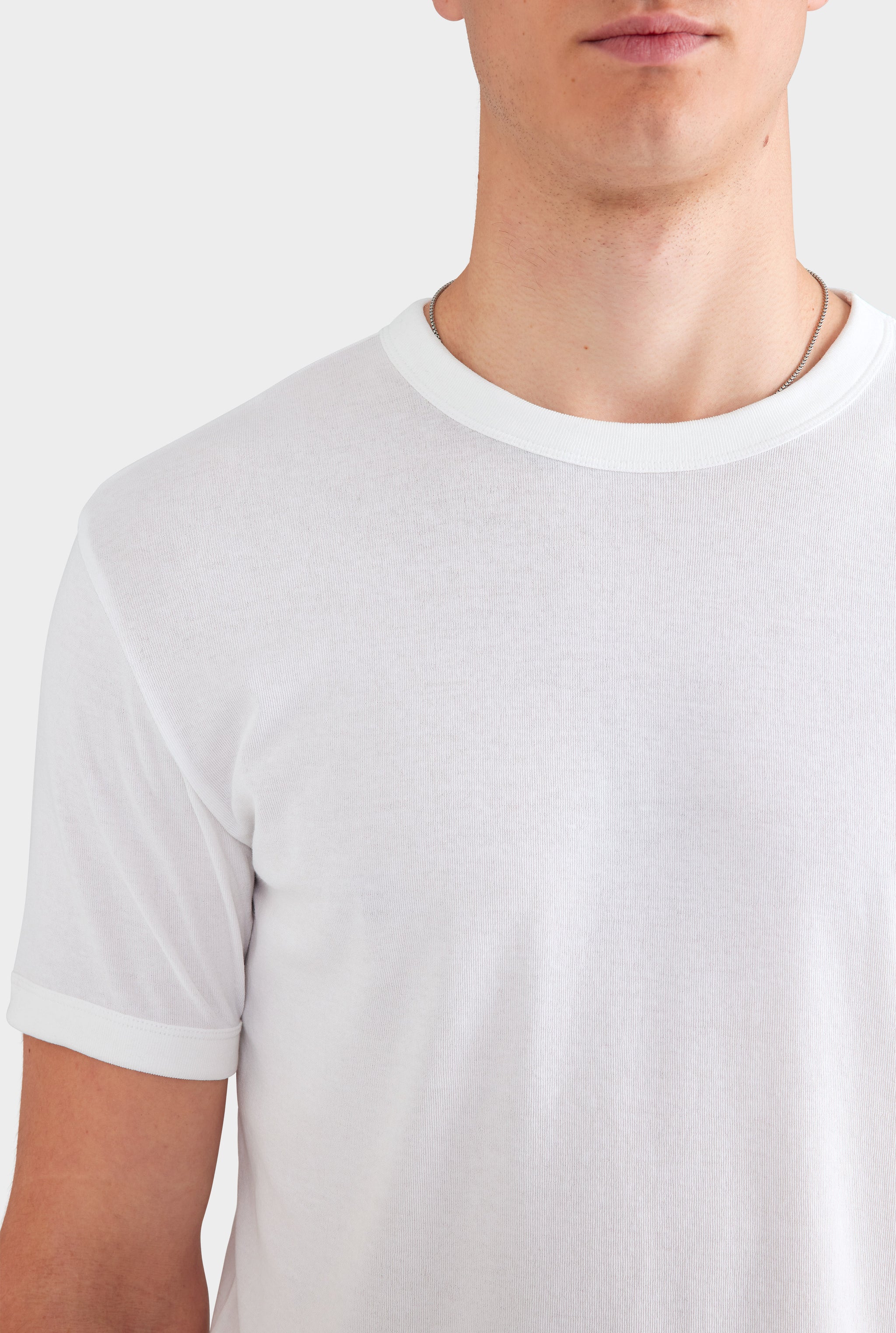Rib Ringer T Shirt - White