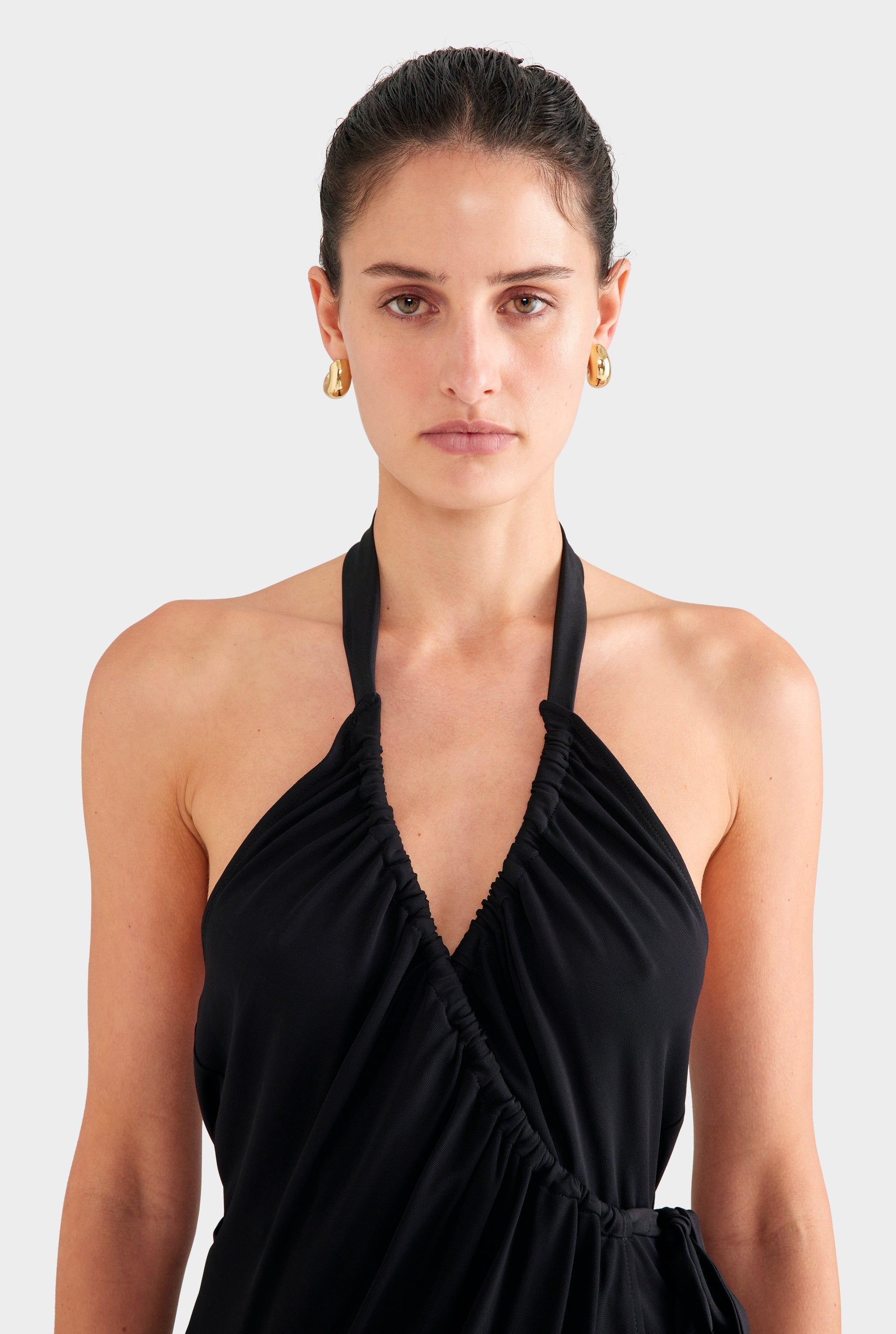 Scarf Wrap Mini Dress - Black