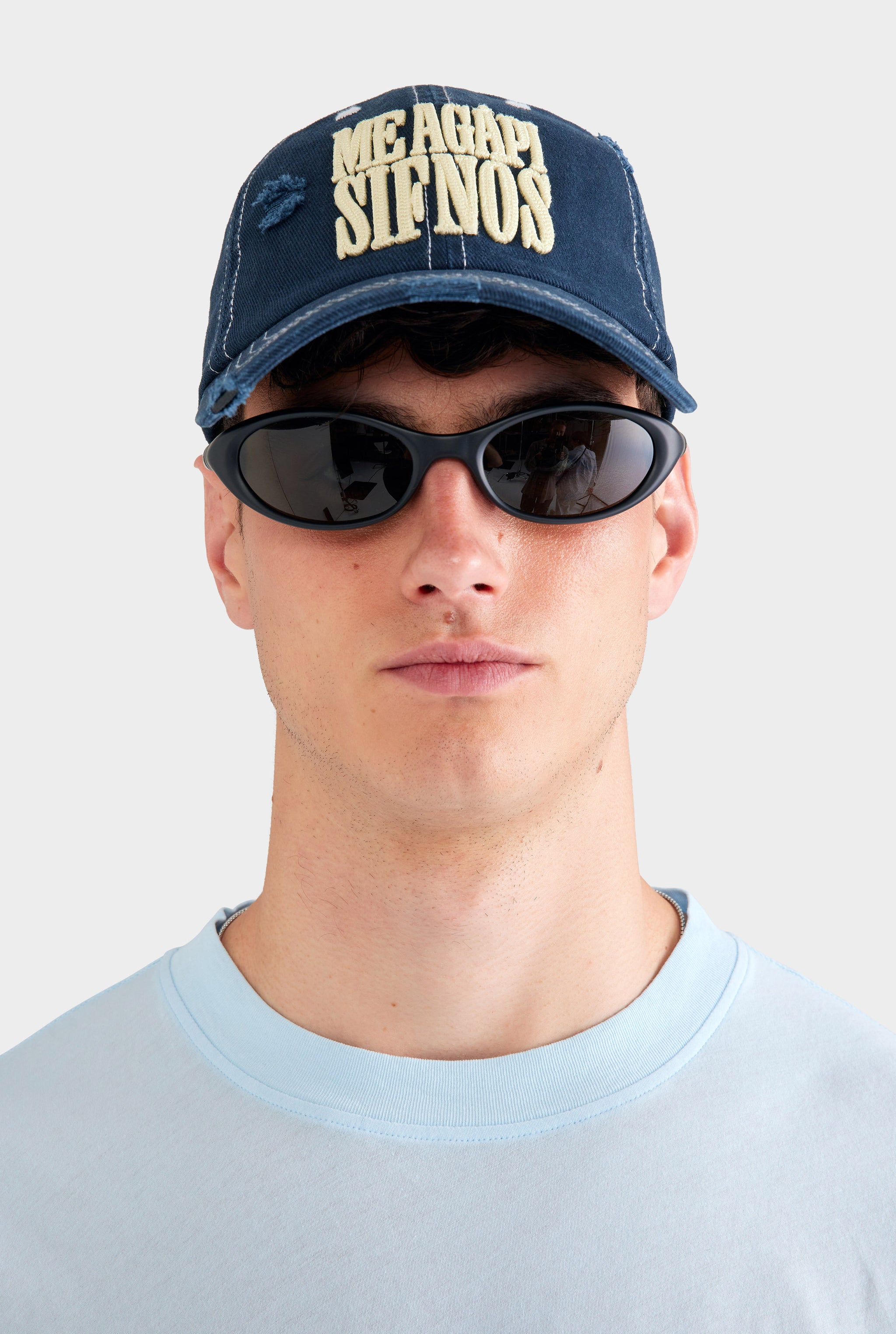 Sifnos Distressed Twill Cap - Washed Navy