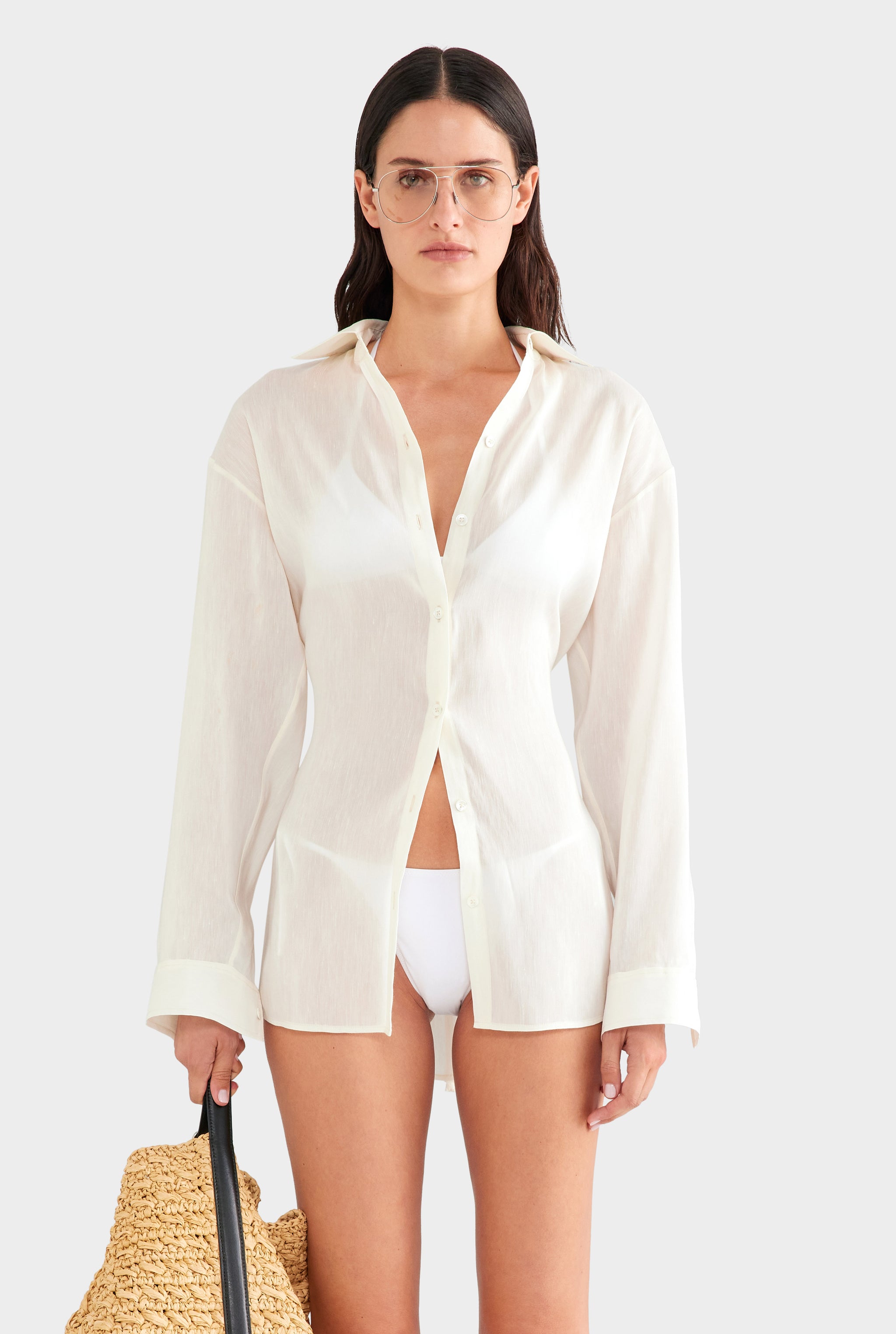 Relaxed Silk Linen Shirt - Off White