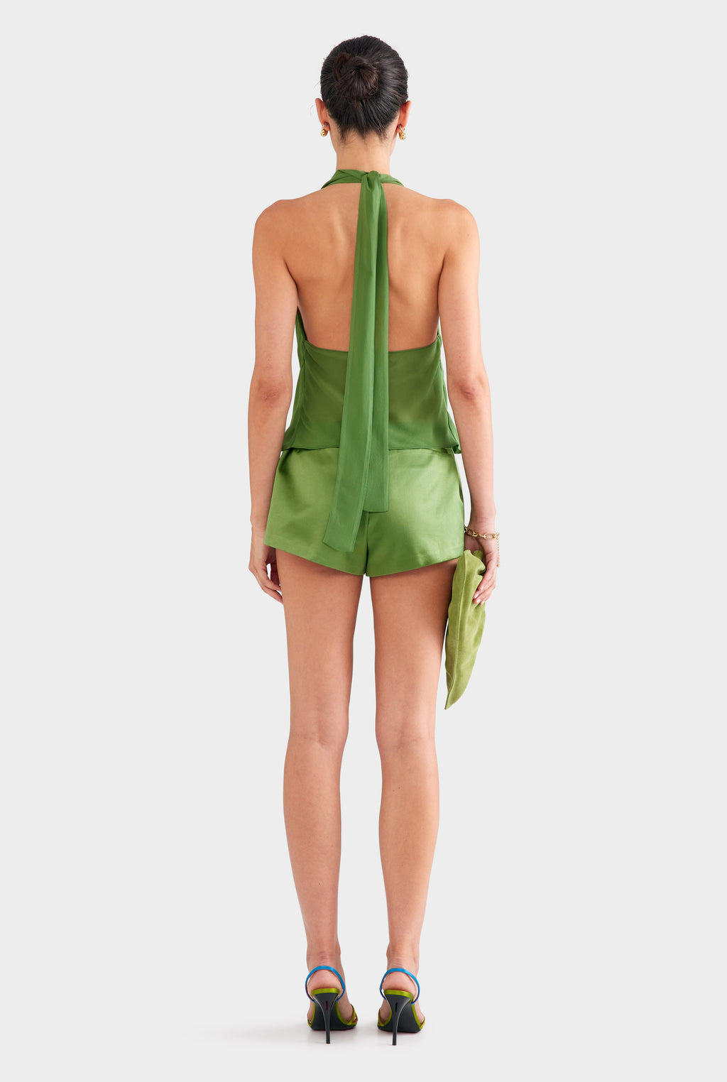 Silk Twist Plunge Top - Ivy Green