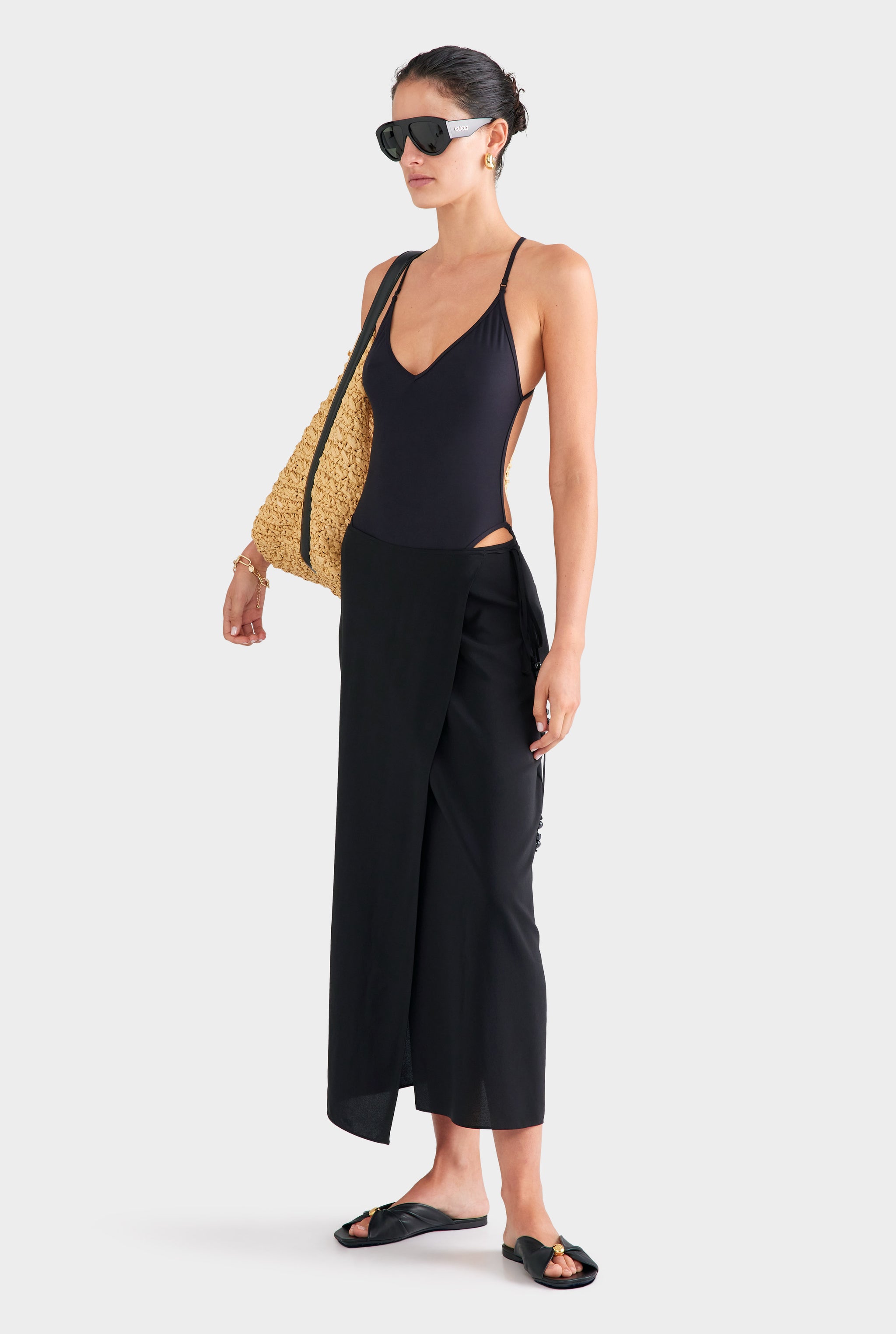 Silk Wrap Skirt - Black