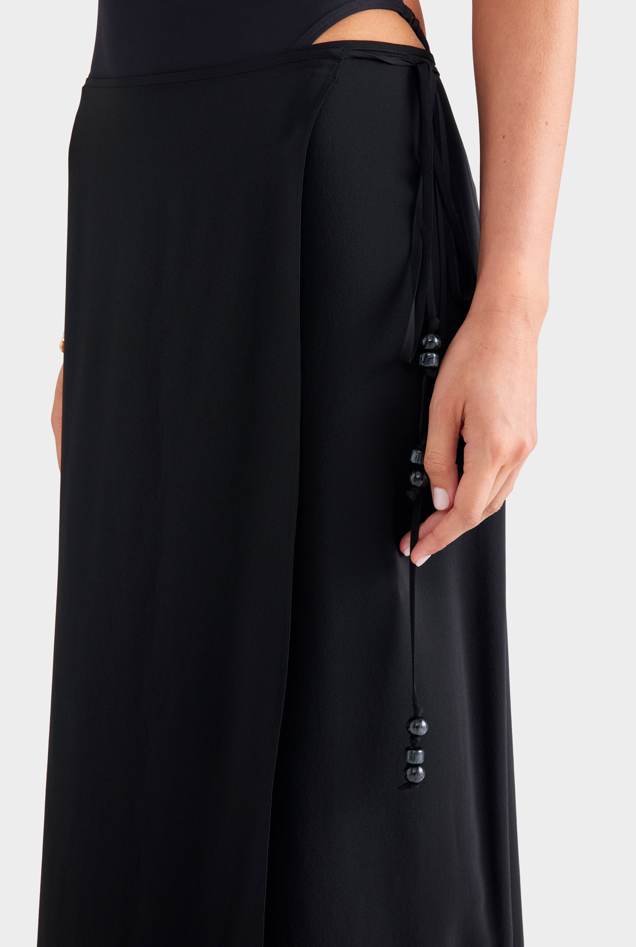 Silk Wrap Skirt - Black