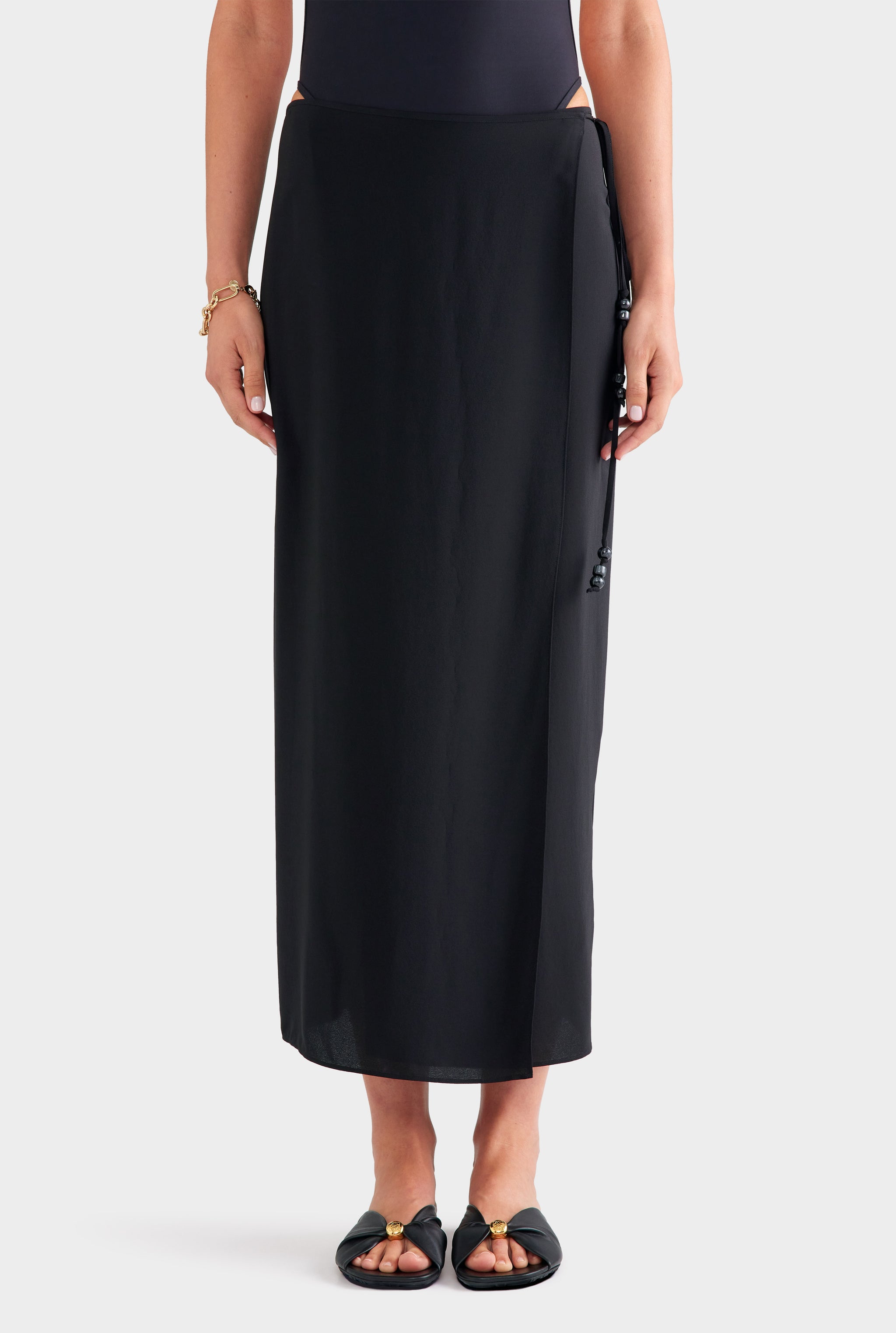 Silk Wrap Skirt - Black