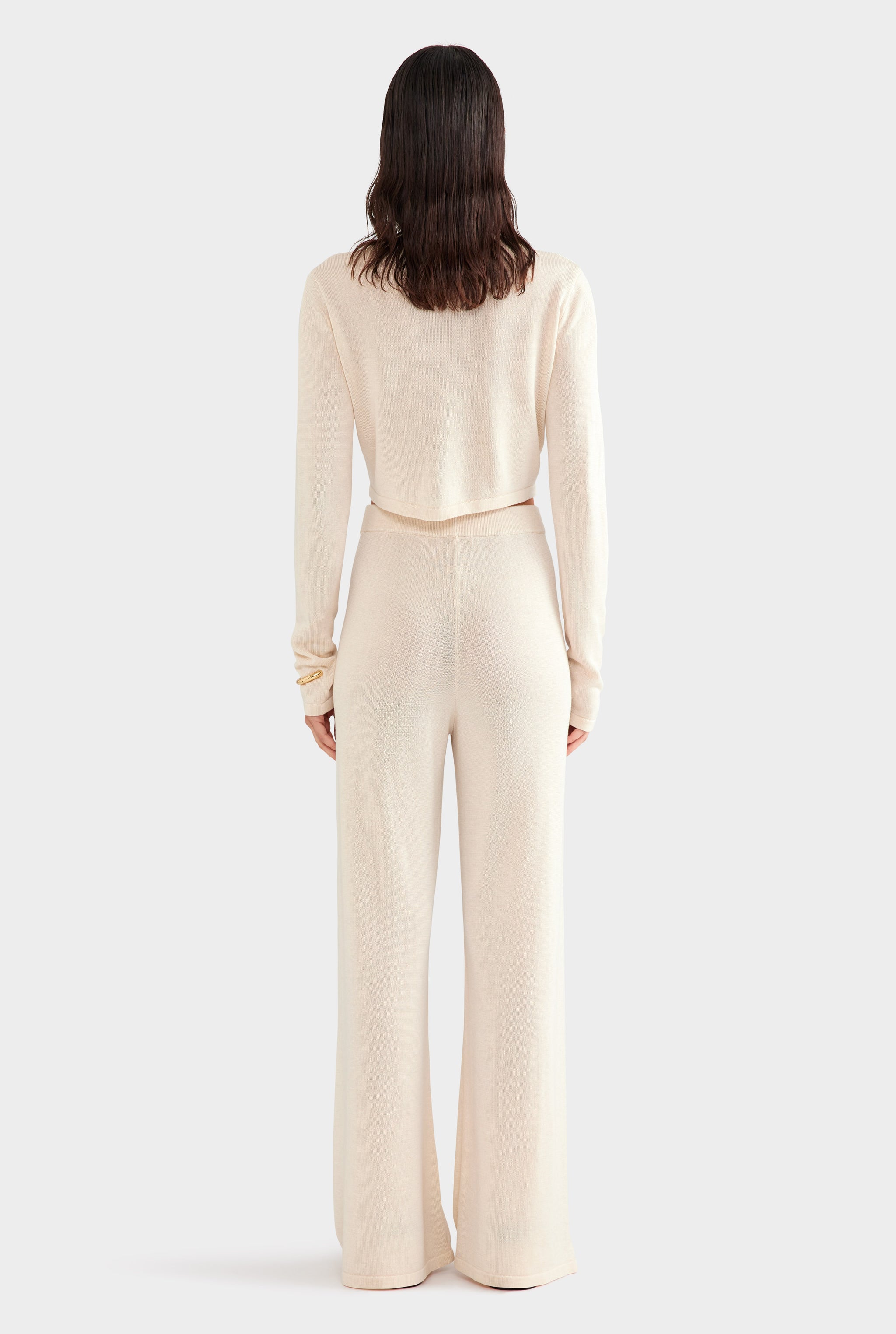 Tencel Silk Knit Crop Cardigan - Sand