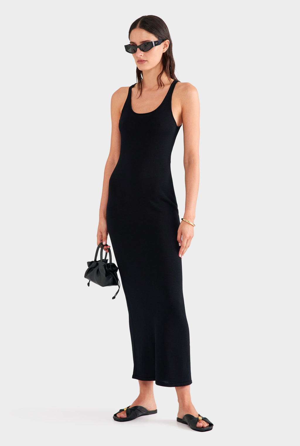 Tencel Silk Knit Tank Dress - Black