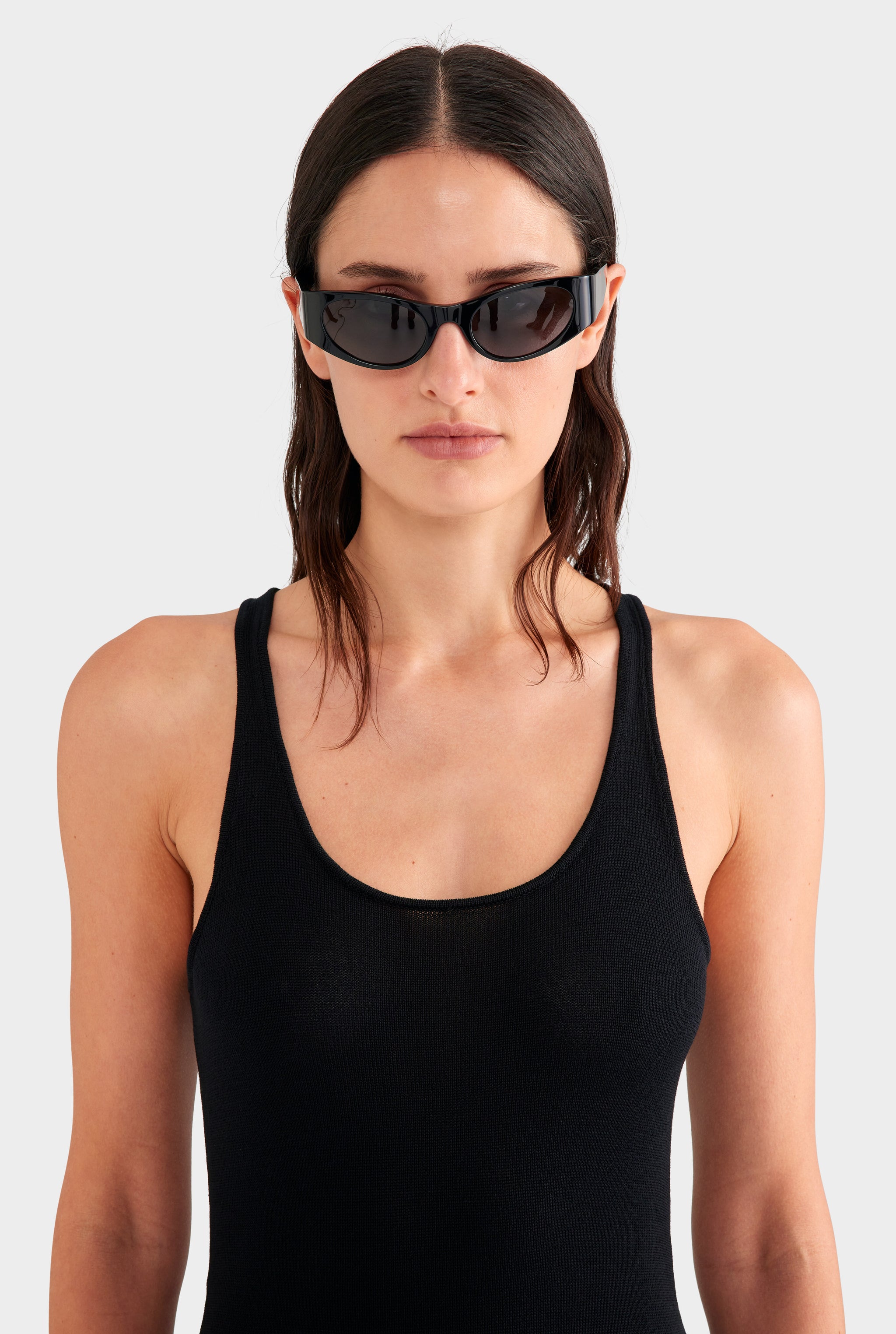 Tencel Silk Knit Tank Dress - Black