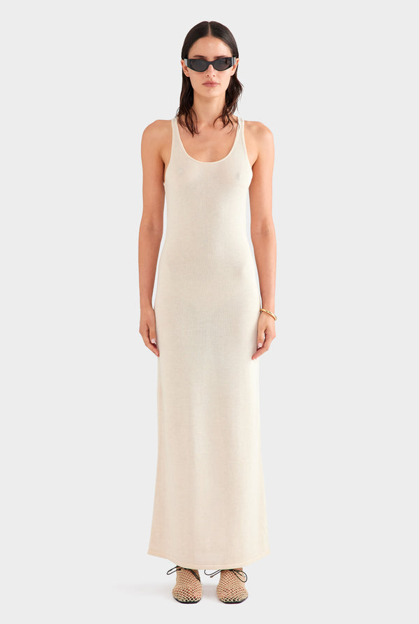 Tencel Silk Knit Tank Dress - Sand