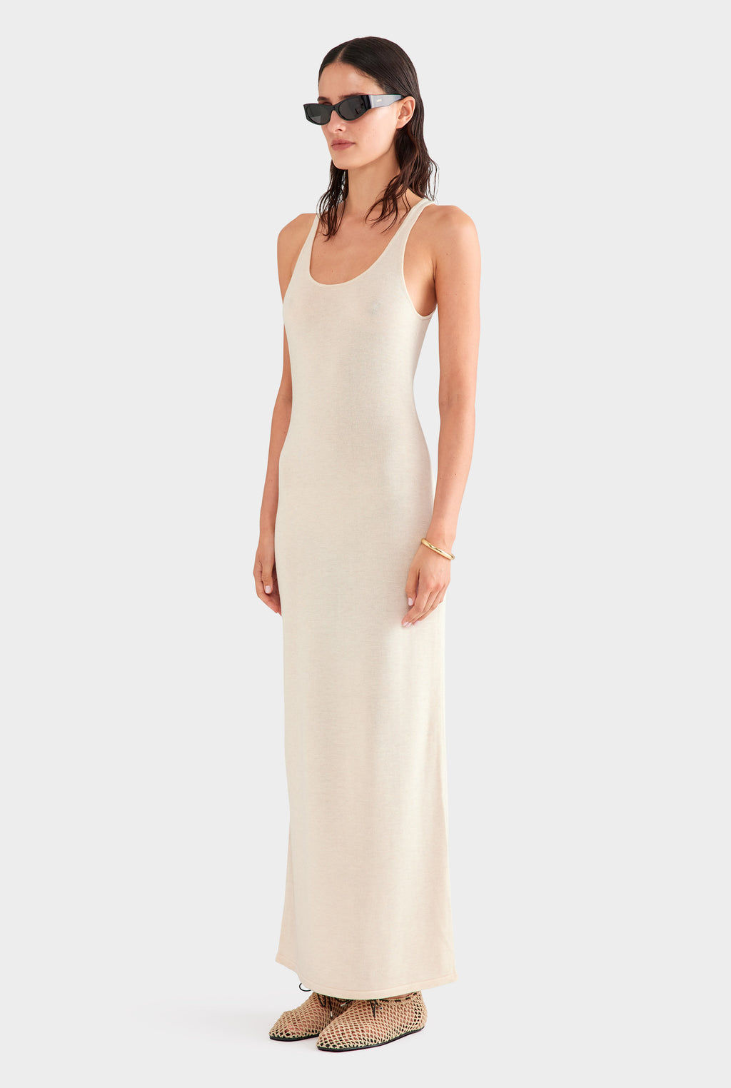 Tencel Silk Knit Tank Dress - Sand