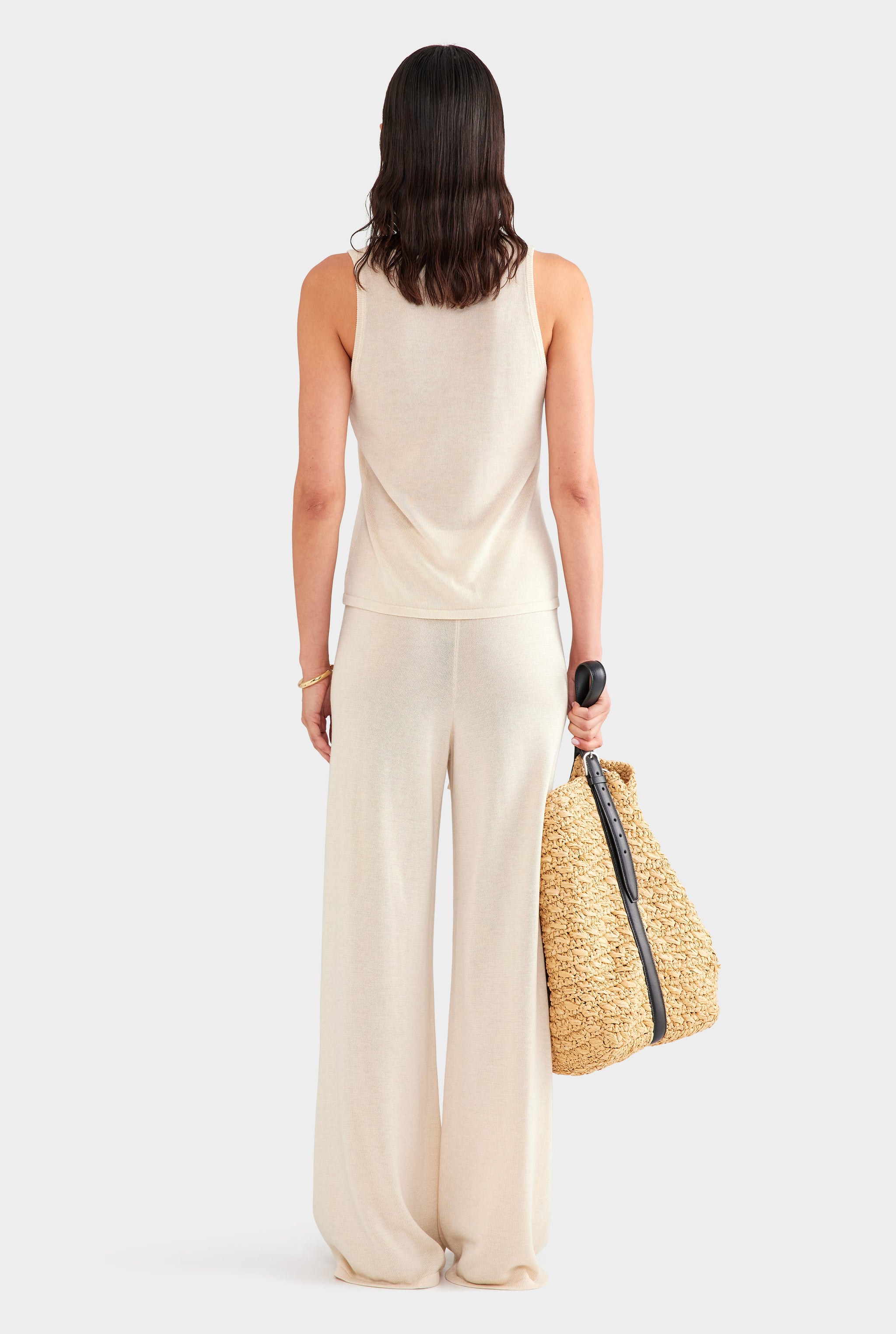 Tencel Silk Knit Scoop Neck Tank - Sand