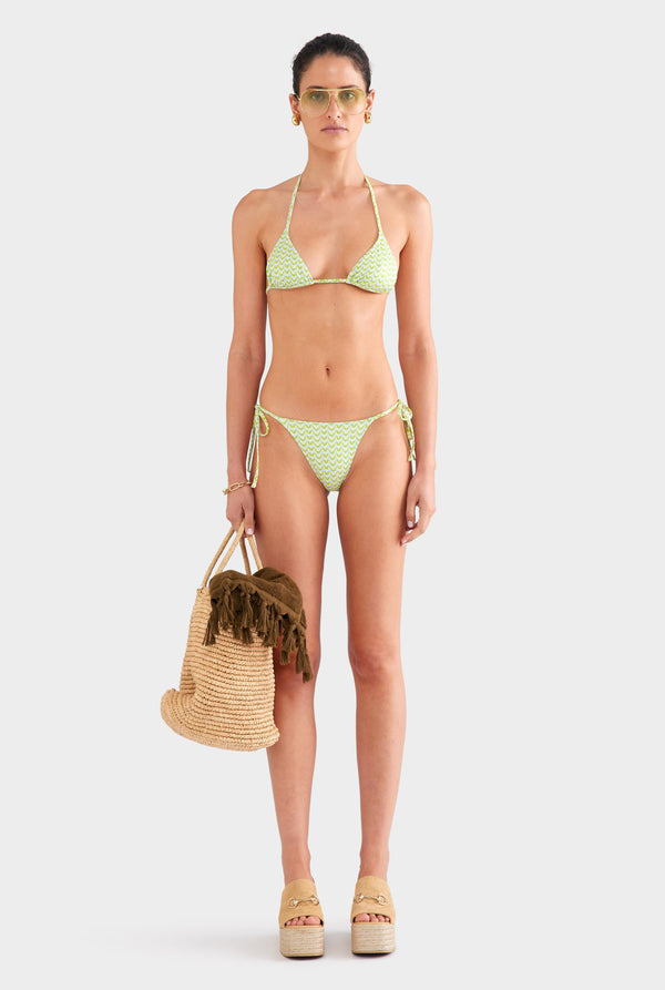 Tie Side Bikini Brief - Blue/Green/Yellow V Monogram
