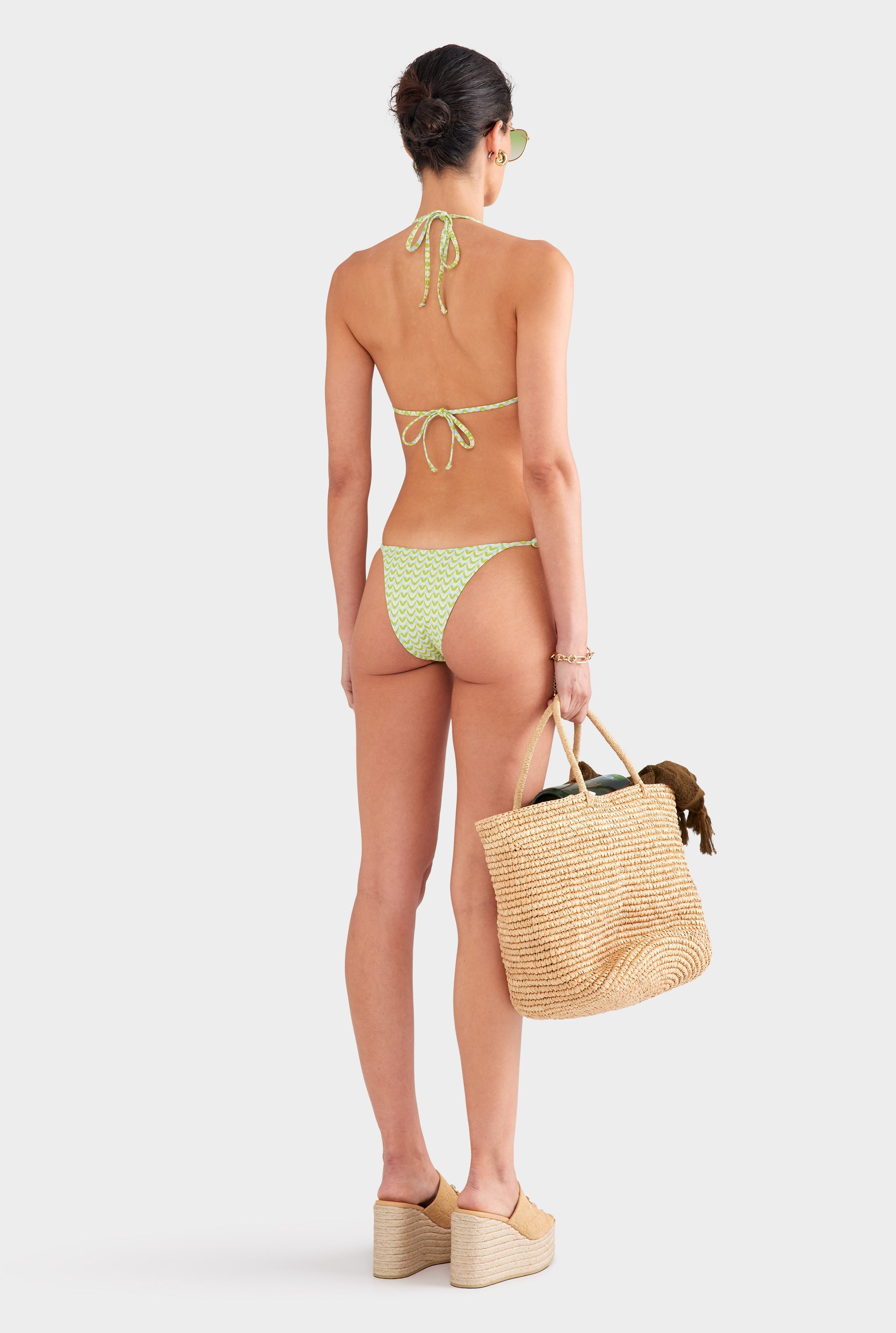 Tie Side Bikini Brief - Blue/Green/Yellow V Monogram