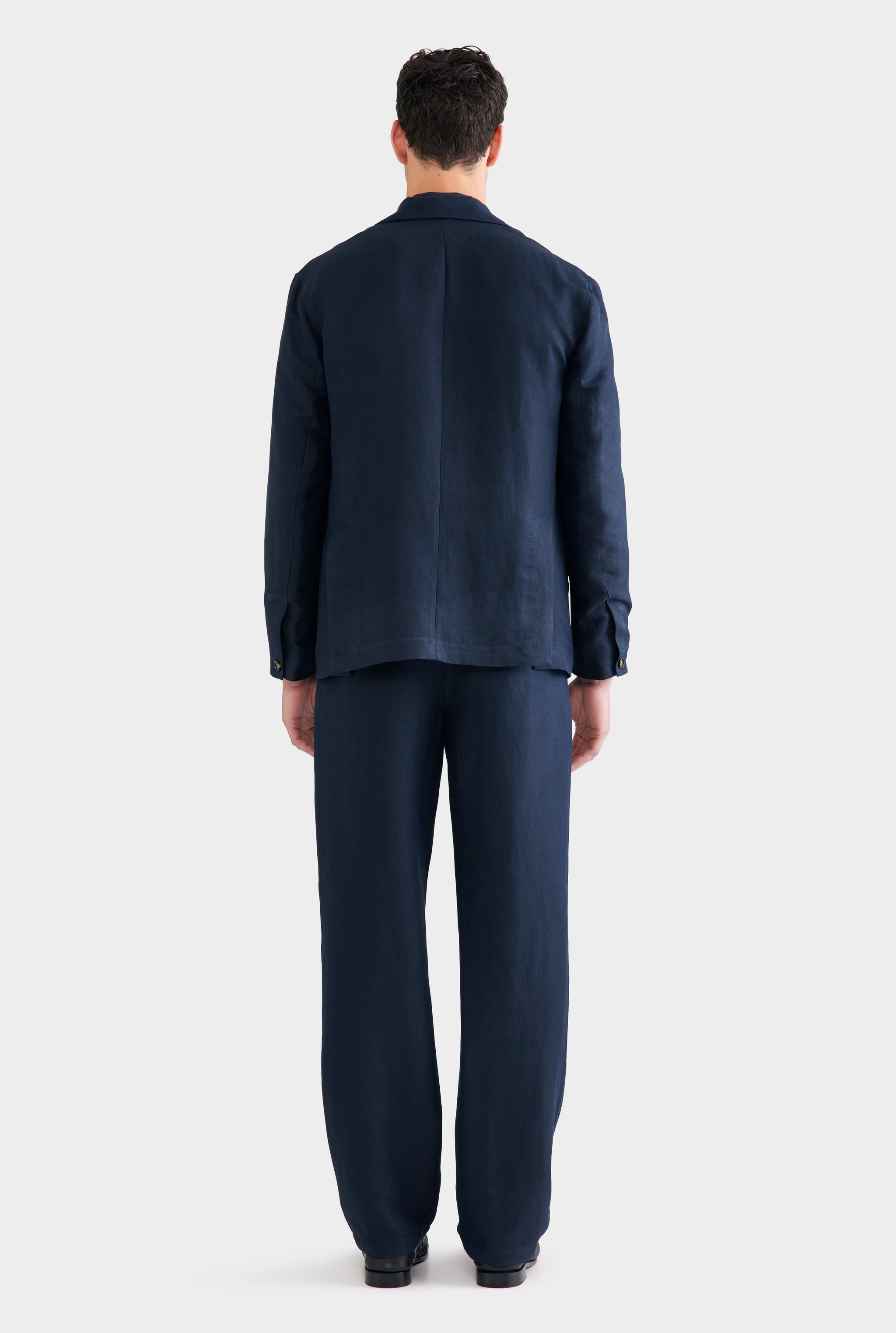 Unstructured Silk Linen Blazer - Navy