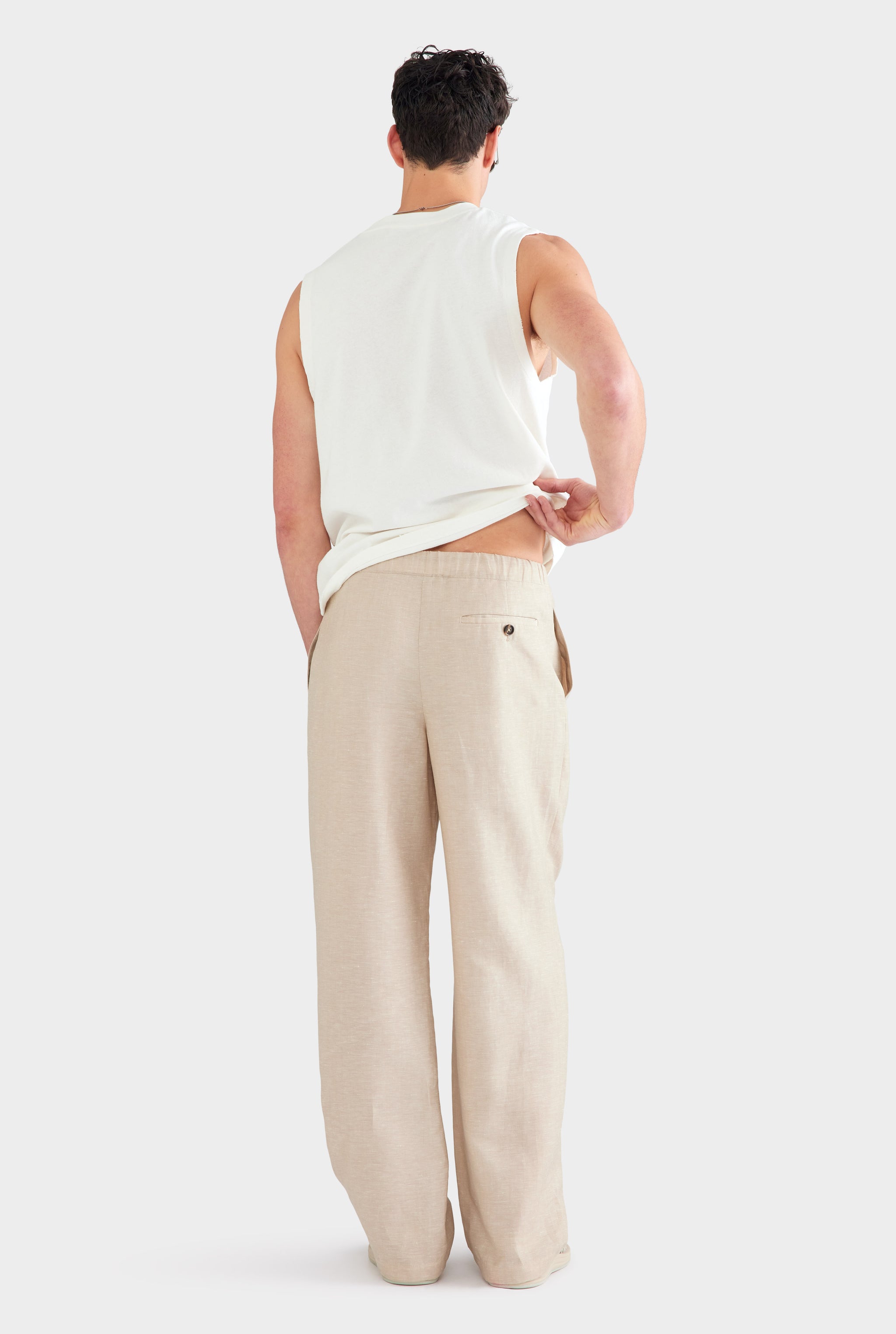 Wool Linen Relaxed Pant - Stone