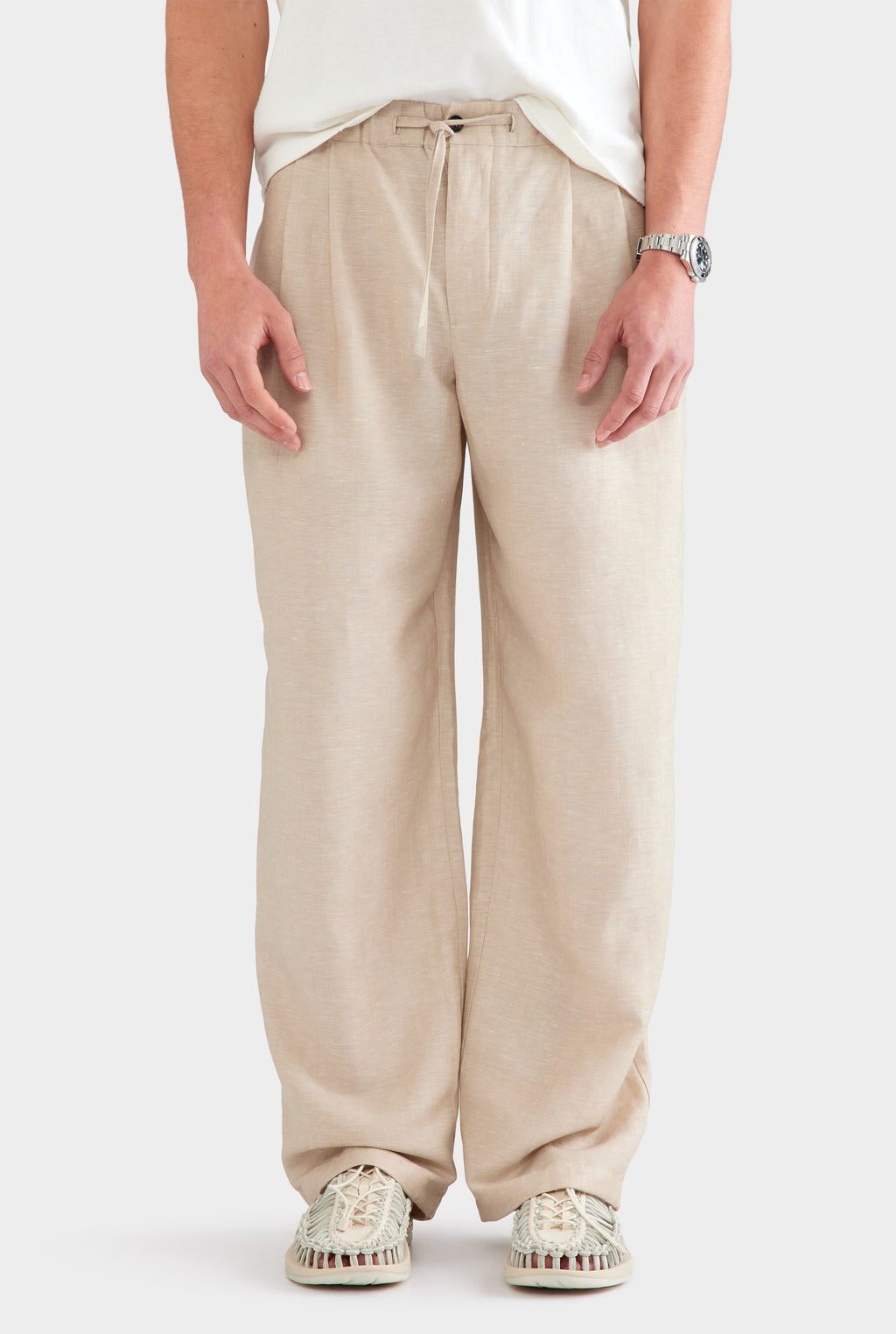 Wool Linen Relaxed Pant - Stone