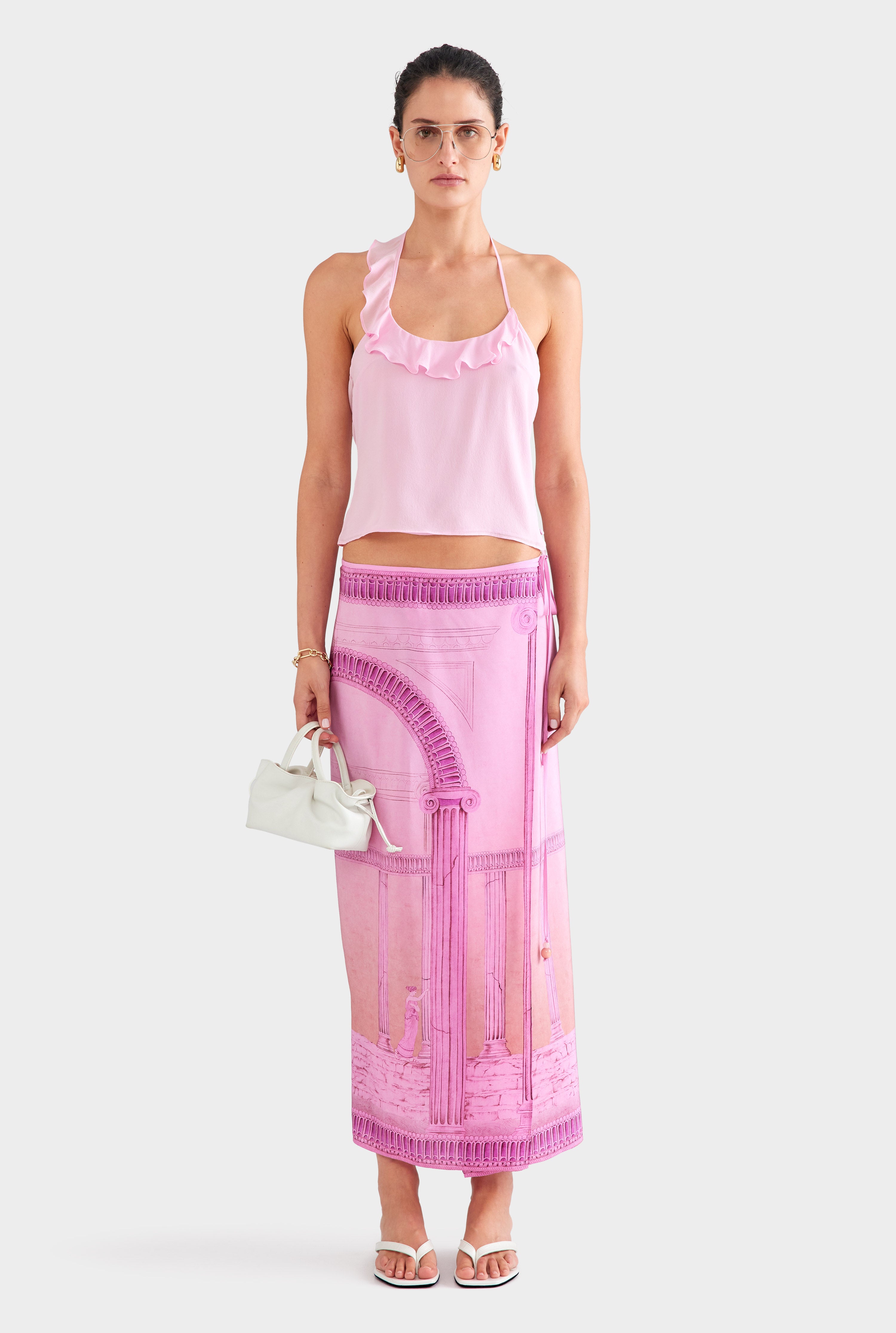 Silk Wrap Skirt - Ancient Greek Pink Sunset