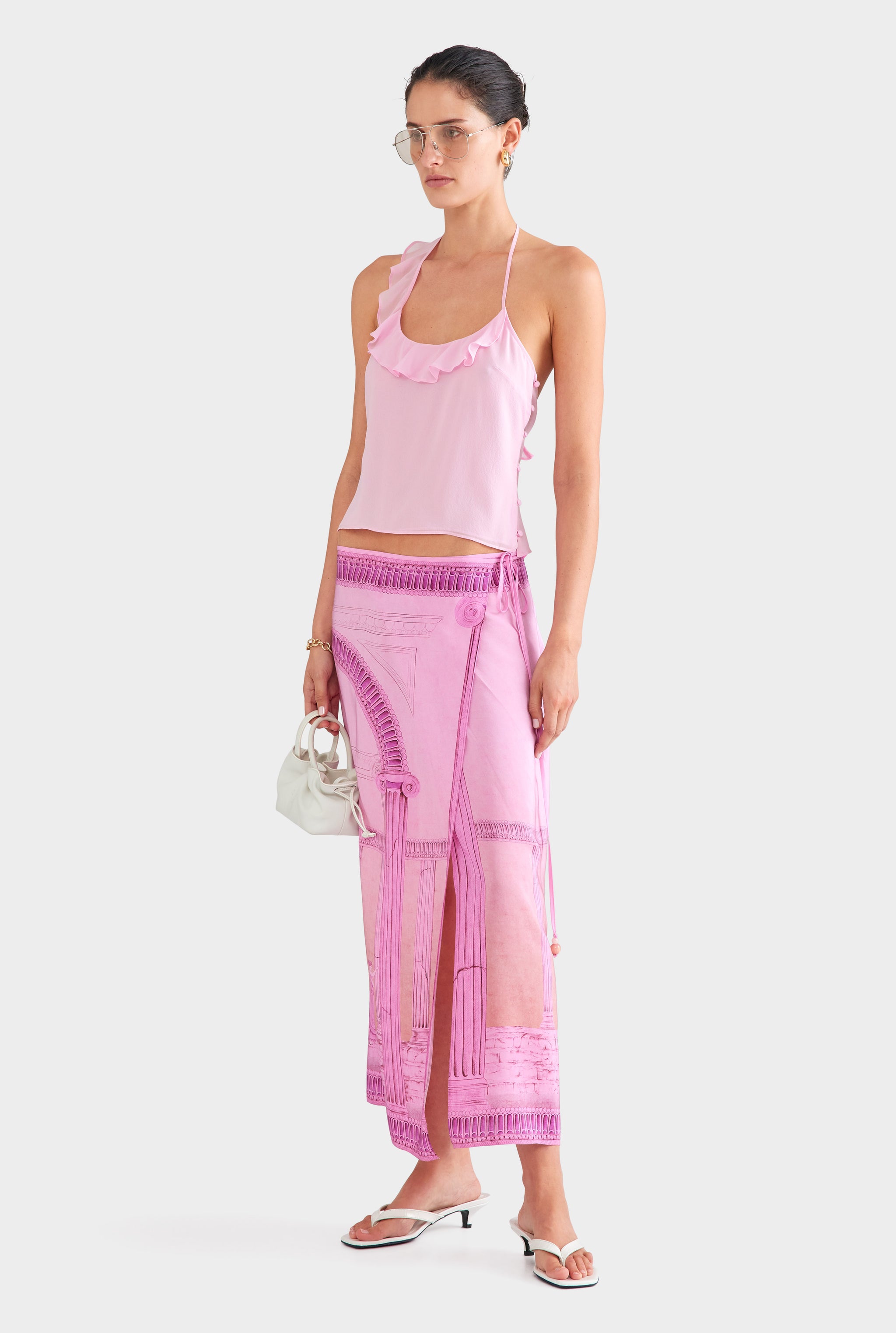 Silk Wrap Skirt - Ancient Greek Pink Sunset