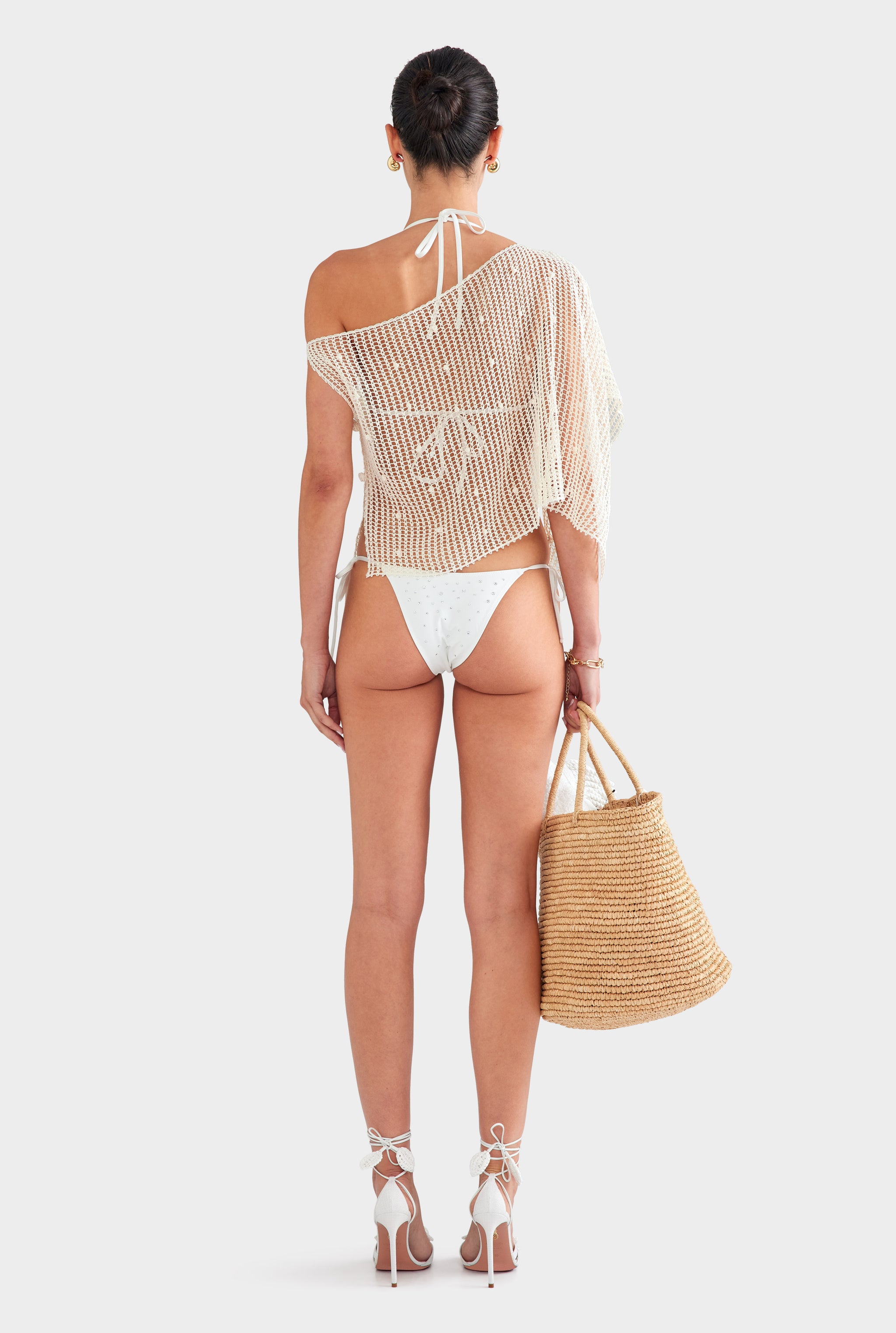 Cord Crochet Poncho - Off White