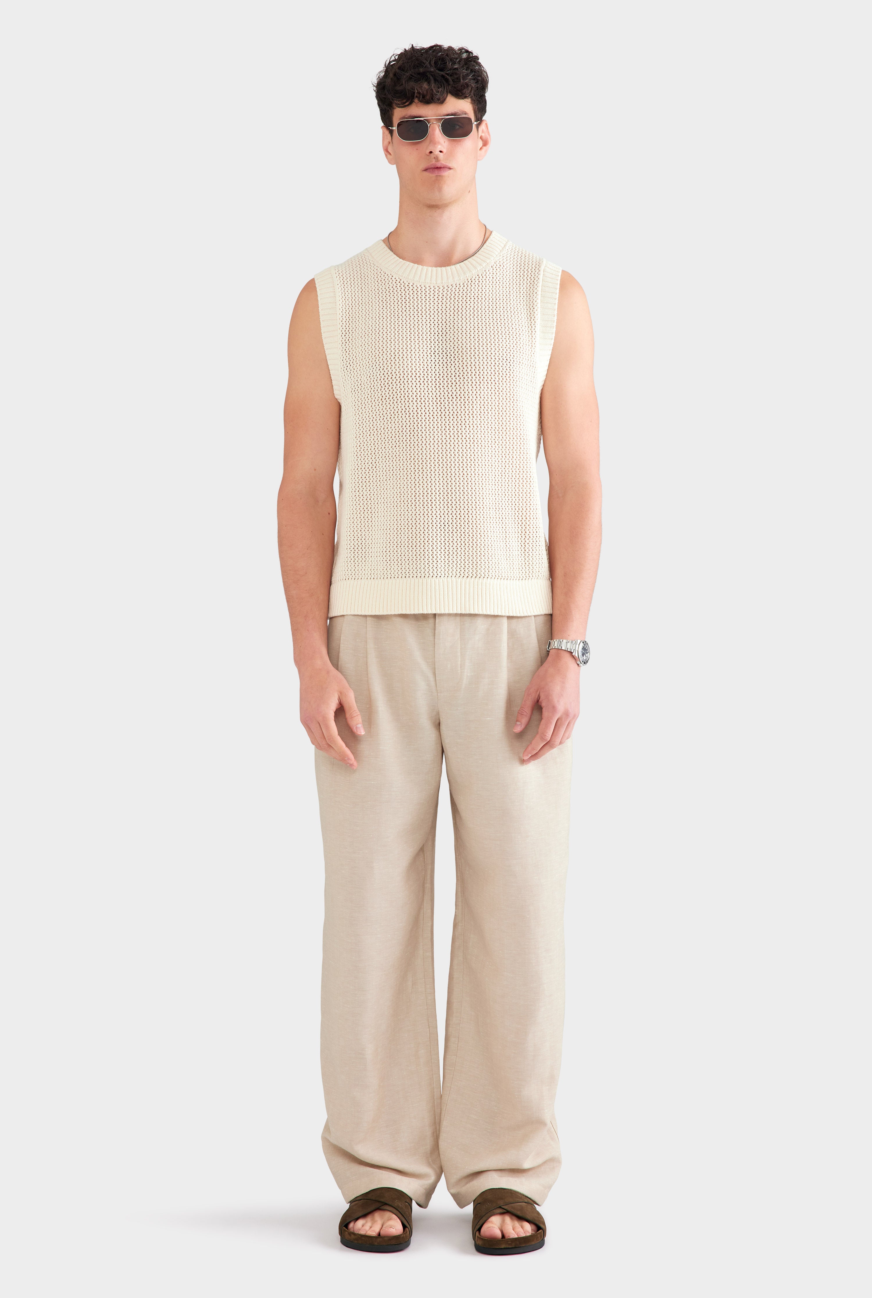euw ○ wave design knit tank-top / ivory Tank-Top | euw