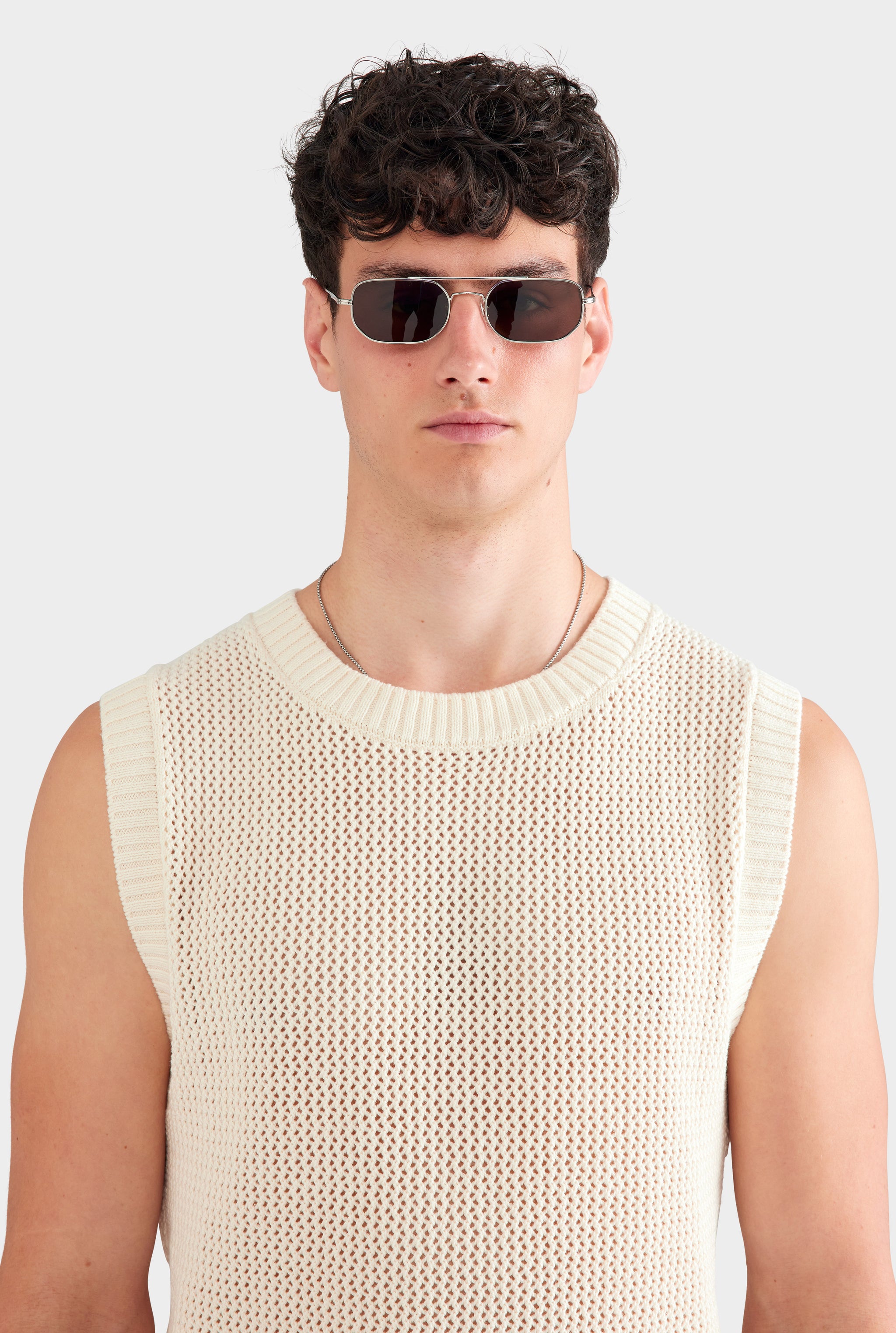 Crochet Knit Tank - Cream