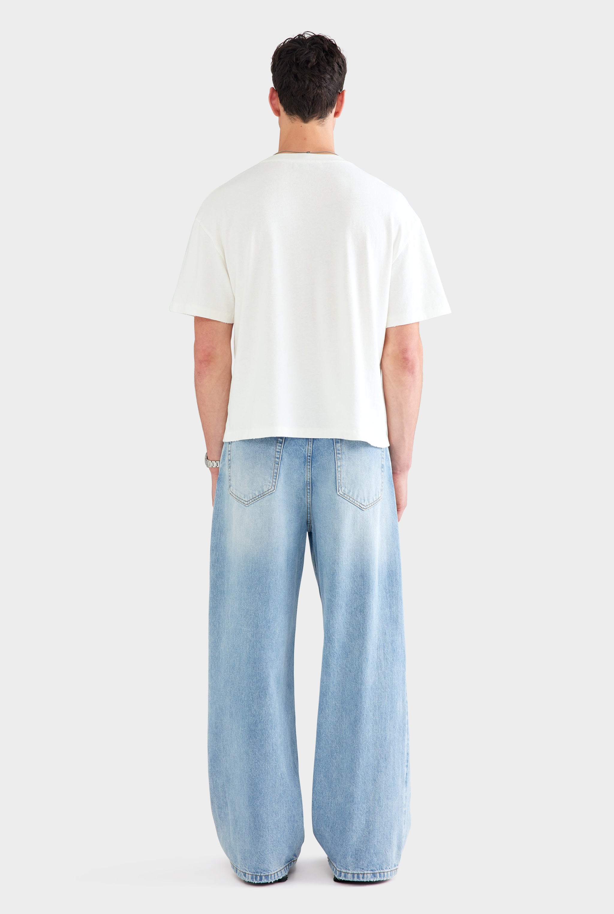 Distressed Cotton Linen T Shirt - Off White