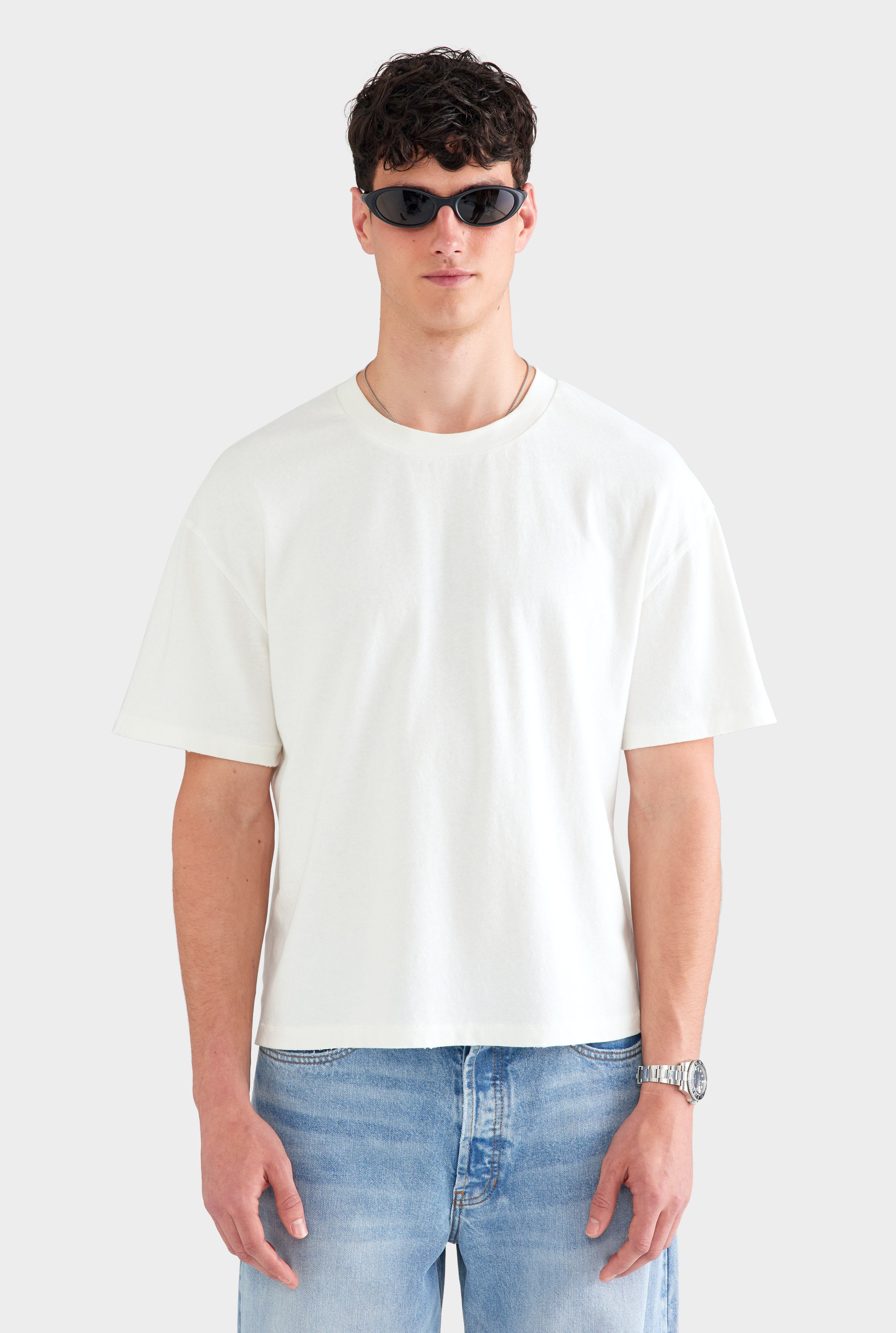 Distressed Cotton Linen T Shirt - Off White