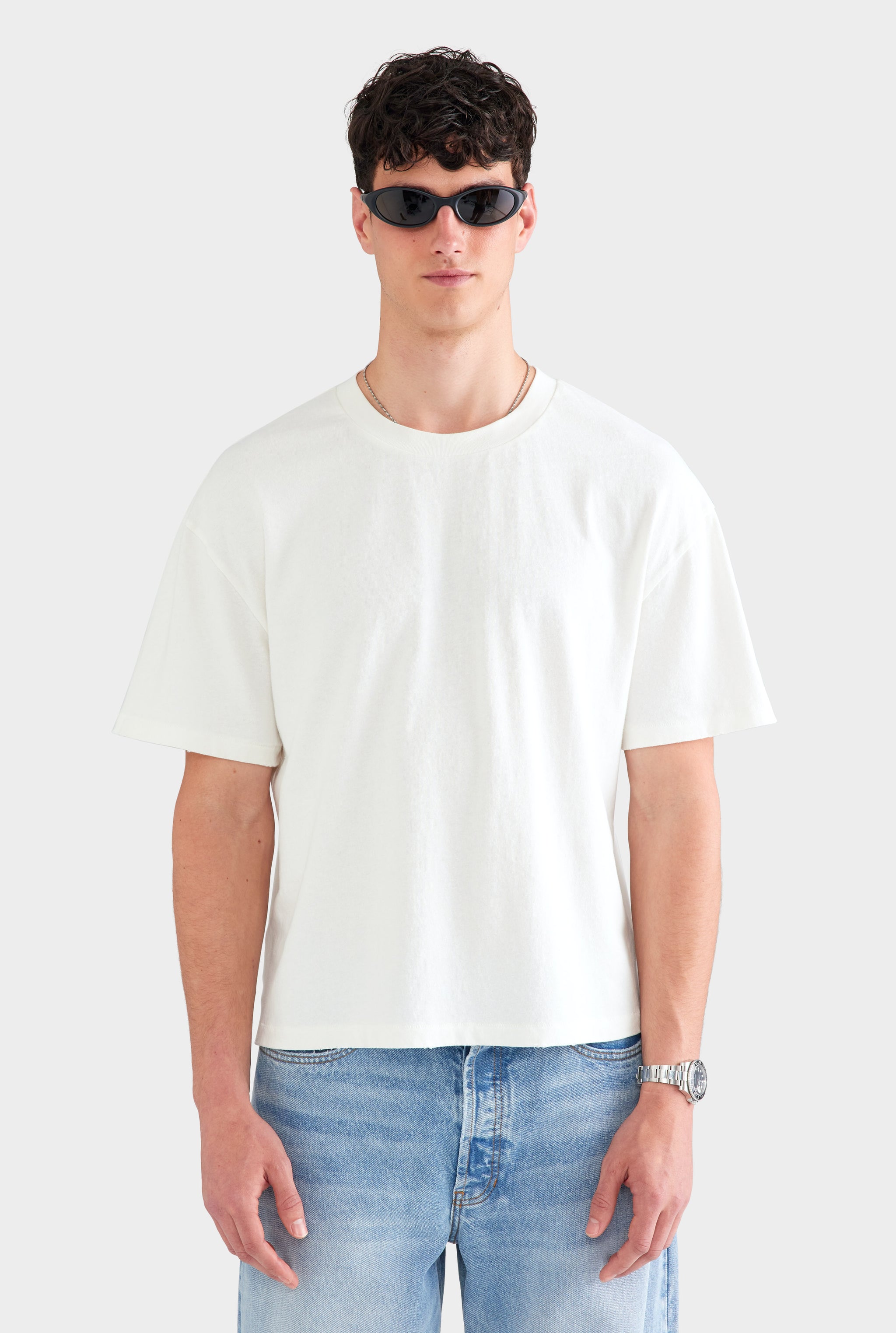 Distressed Cotton Linen T Shirt - Off White