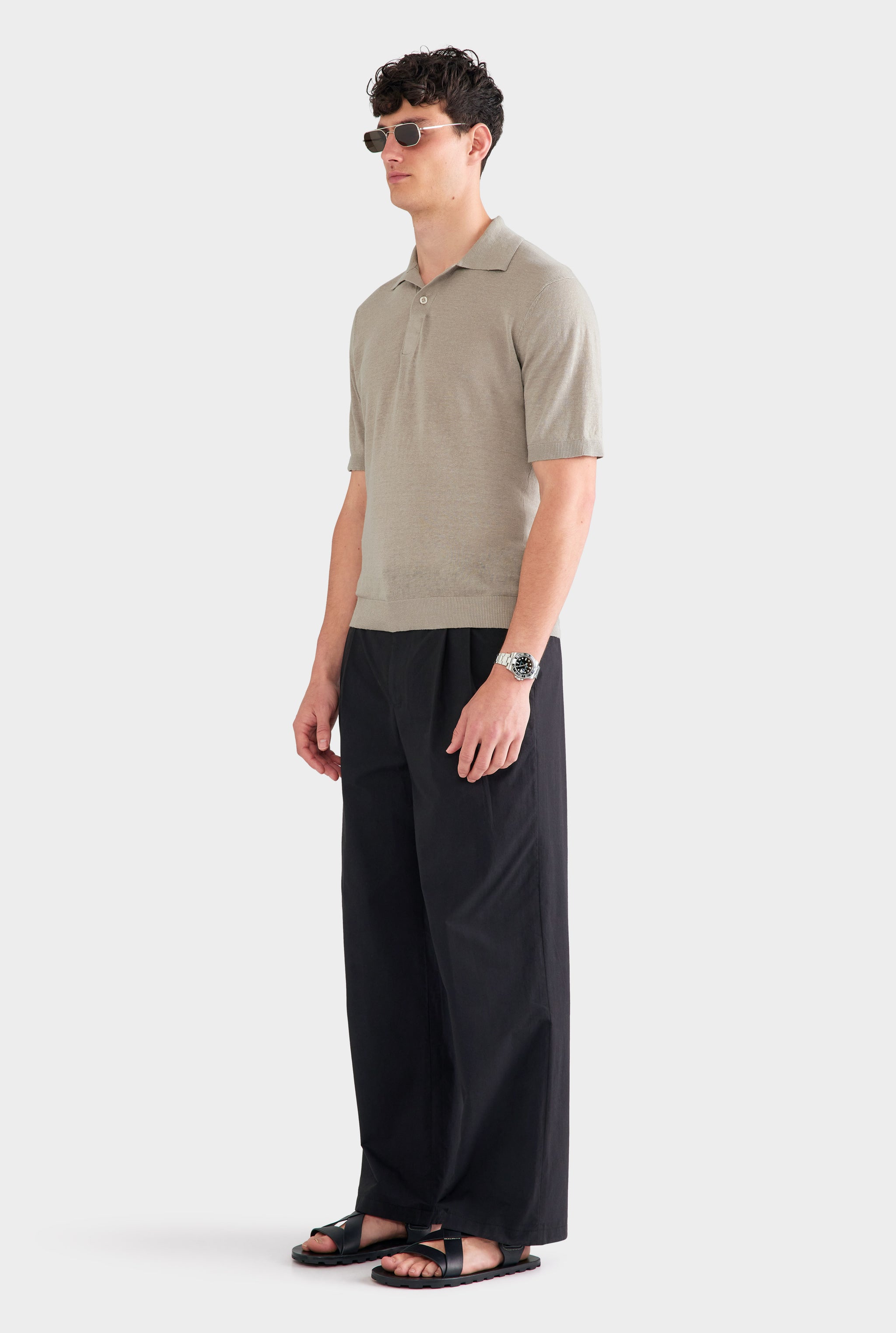 Linen Knit Polo - Stone