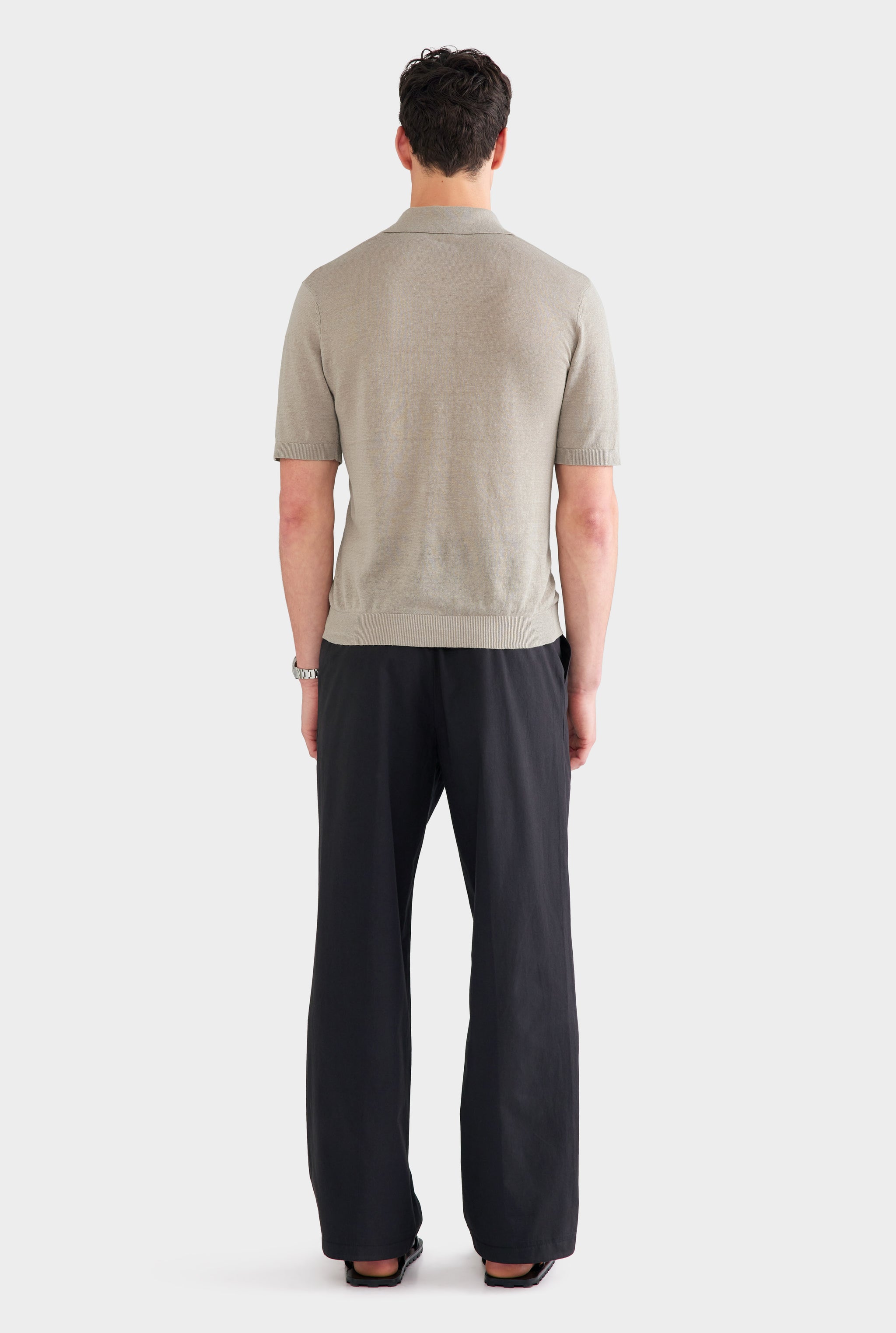 Linen Knit Polo - Stone