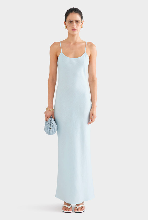 Linen Slip Dress - Sky Blue