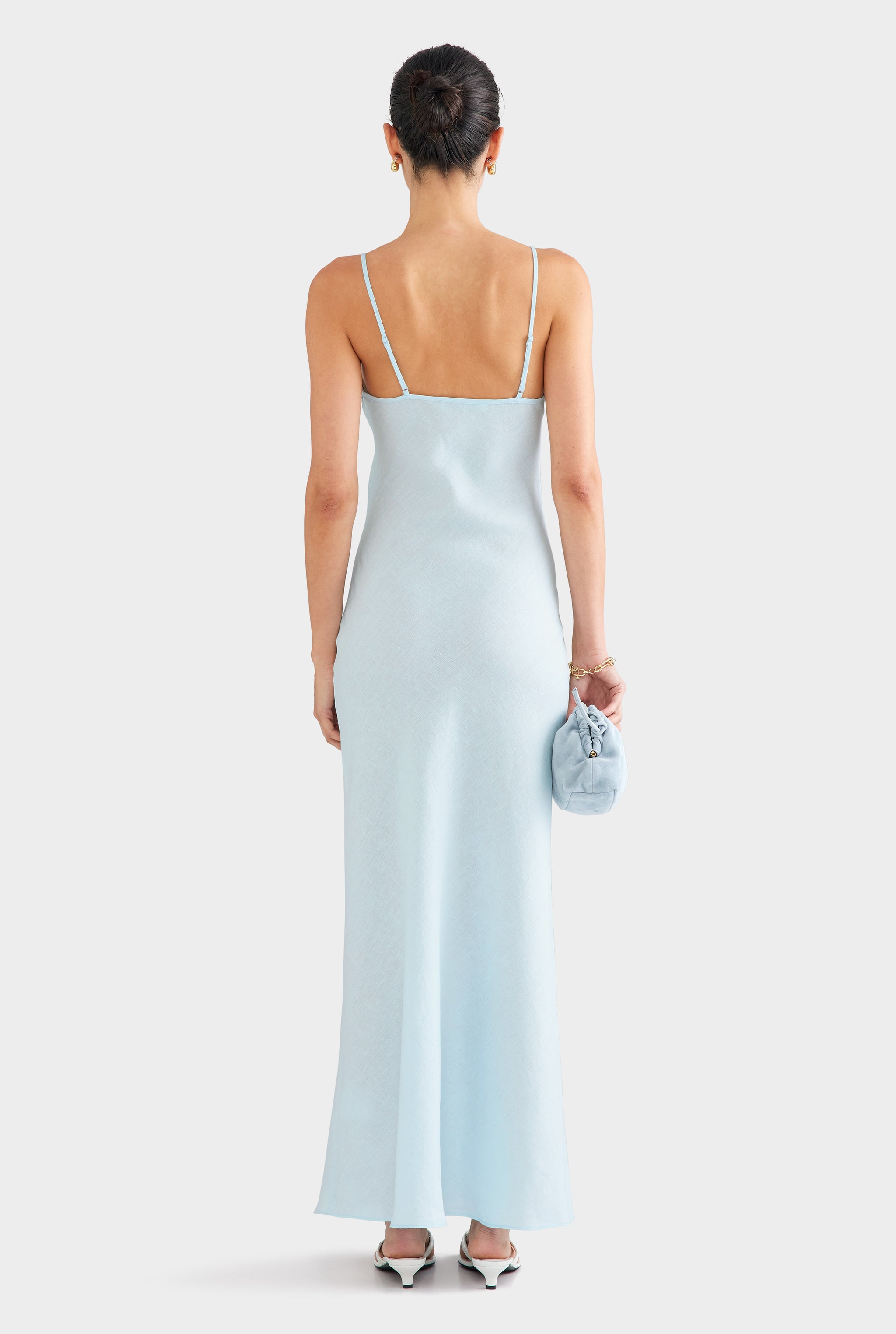 Linen Slip Dress - Sky Blue