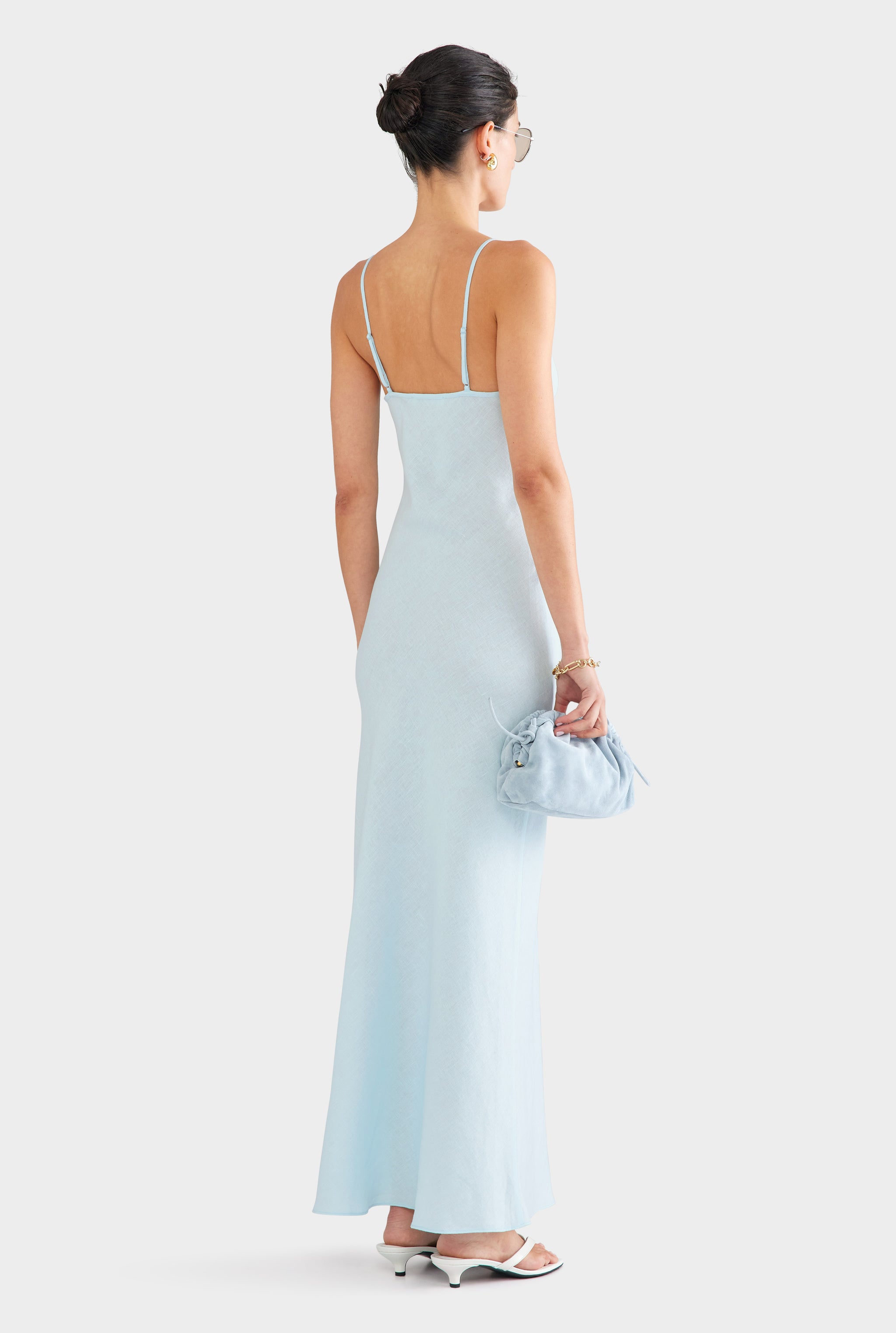 Linen Slip Dress - Sky Blue