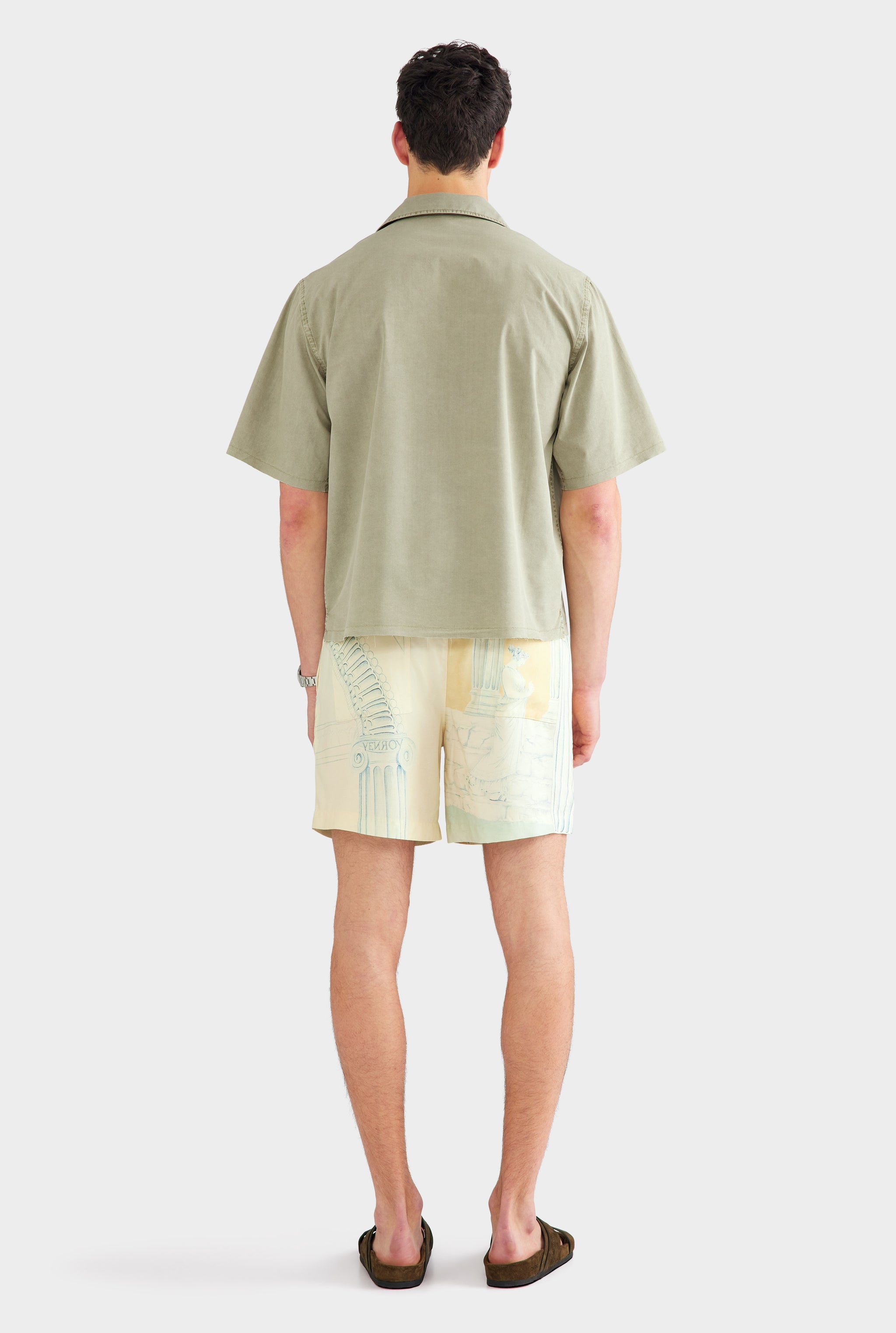 Oversized Raw Hem Cotton Shirt - Washed Sage