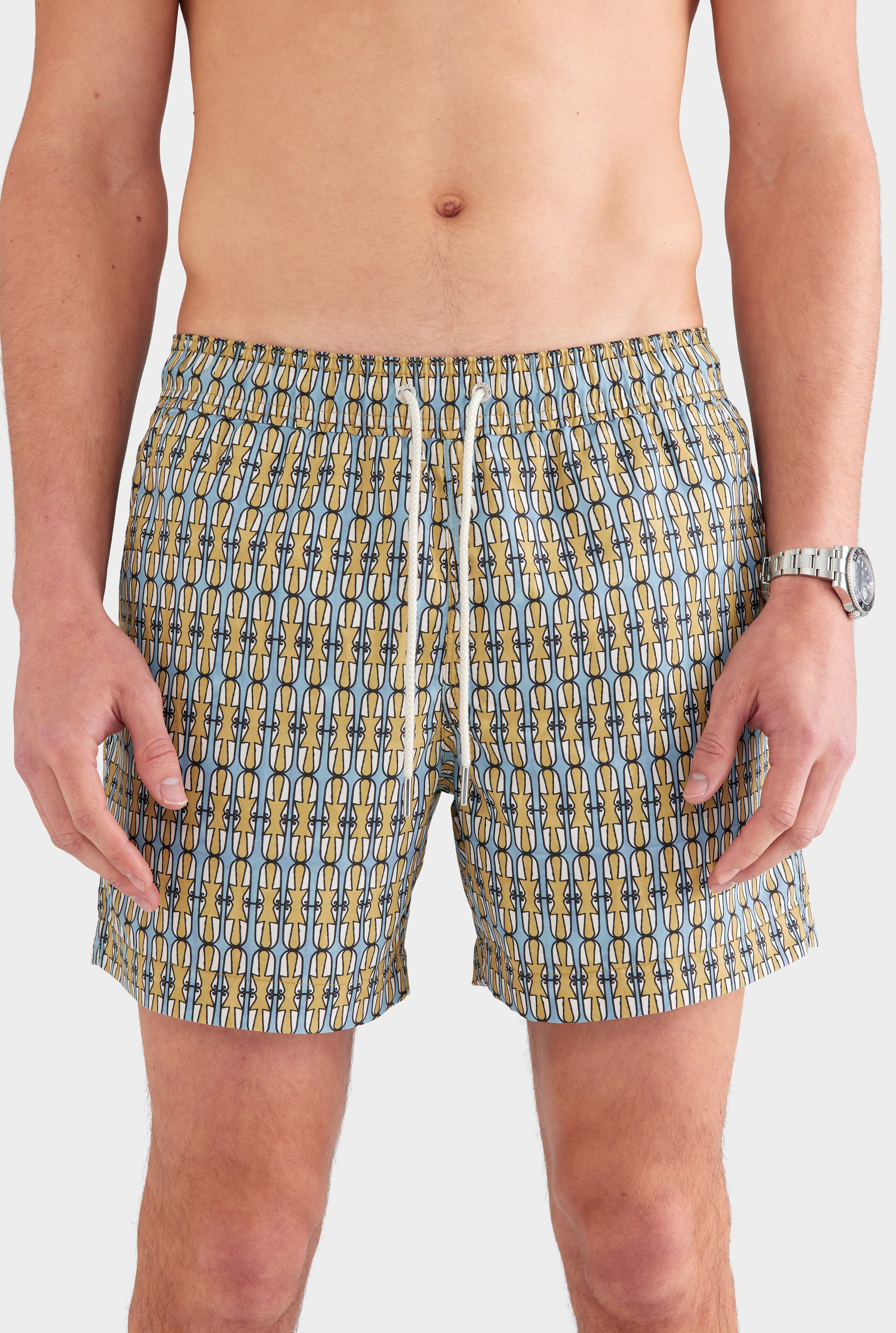 Printed Swim Short - Blue/Golden Geo