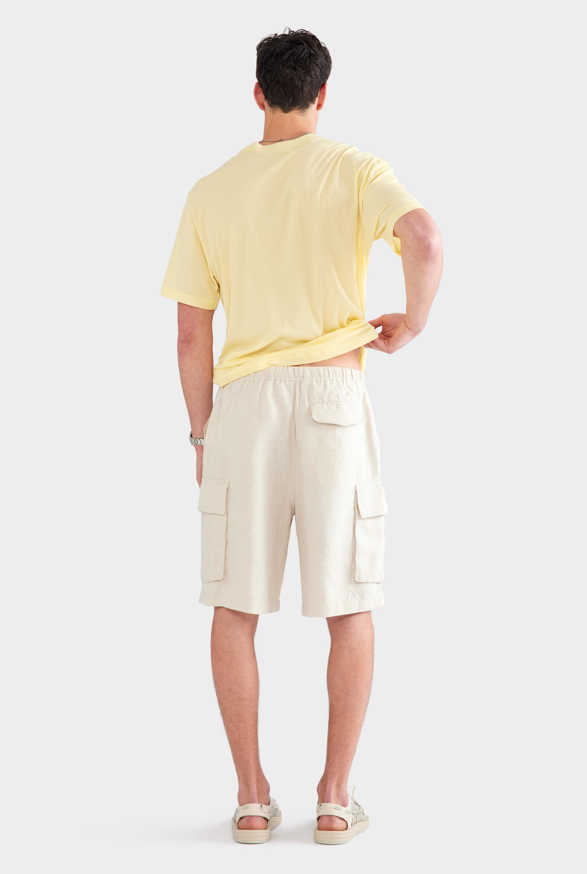 Relaxed Linen Cargo Short - Sand