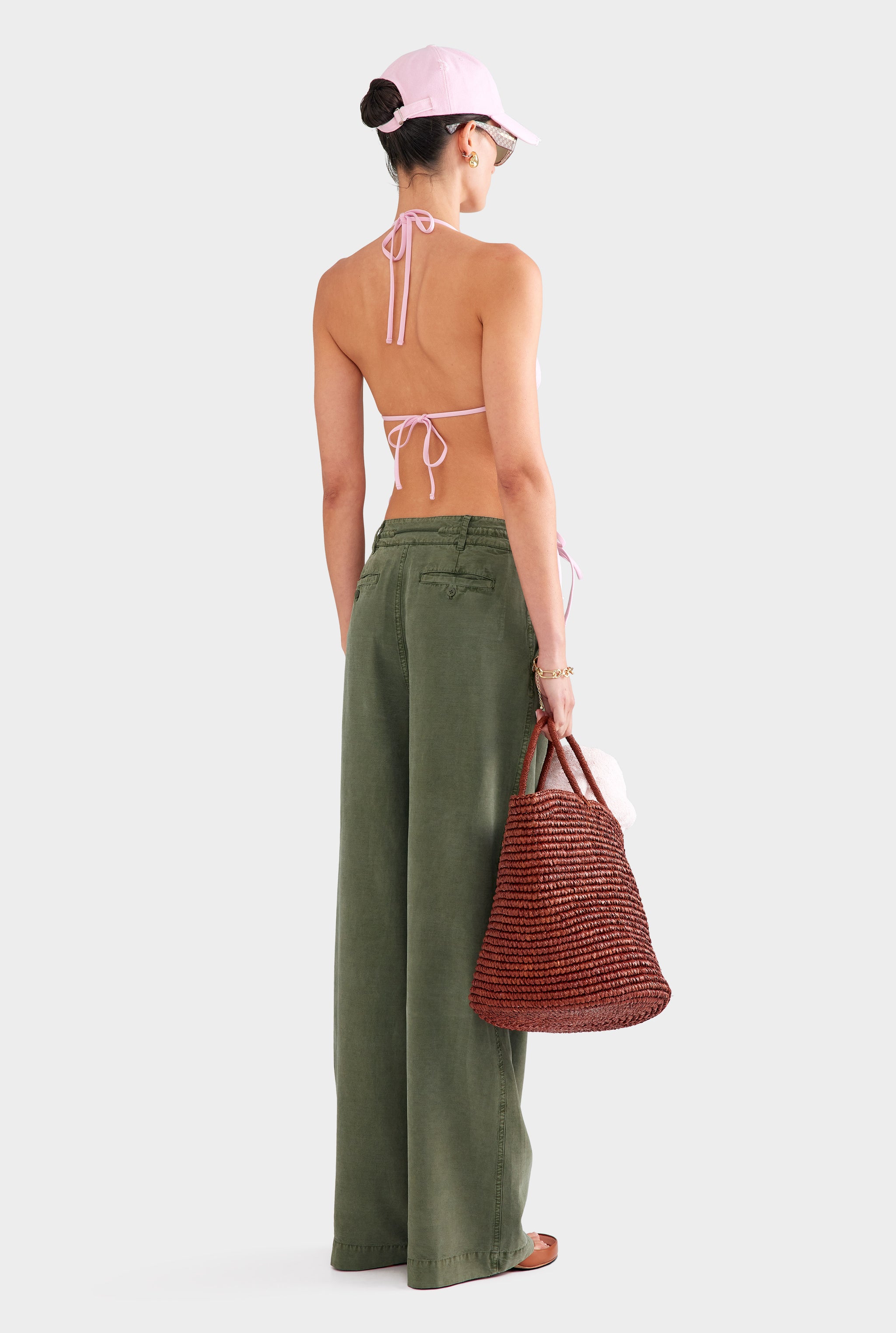 Relaxed Pleat Front Tencel Pant - Washed Olive