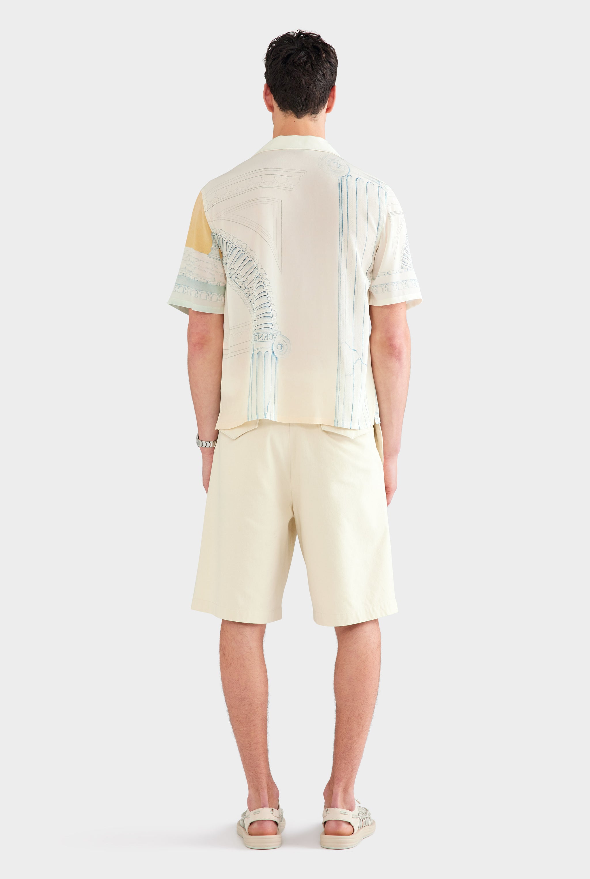 Short Sleeve Silk Camp Collar Shirt - Ancient Greek Orange Sunset