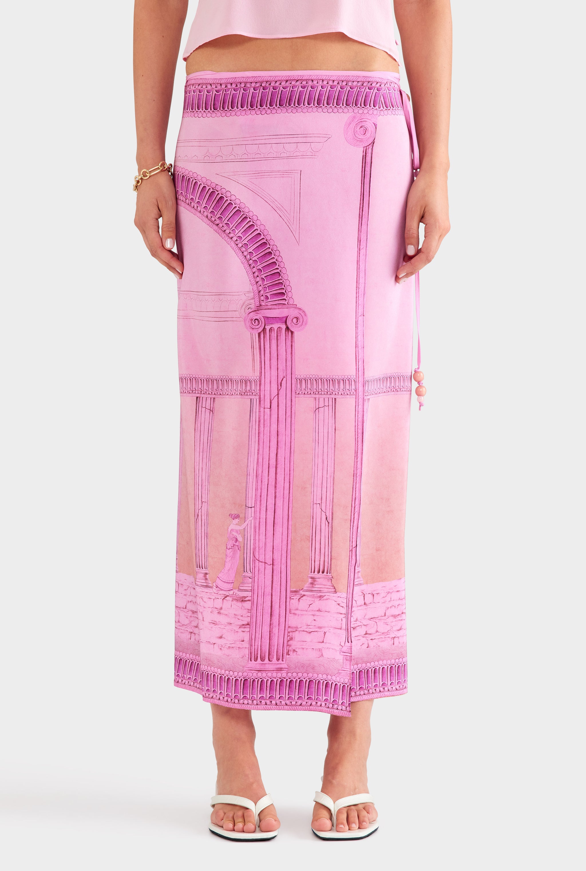 Silk Wrap Skirt - Ancient Greek Pink Sunset