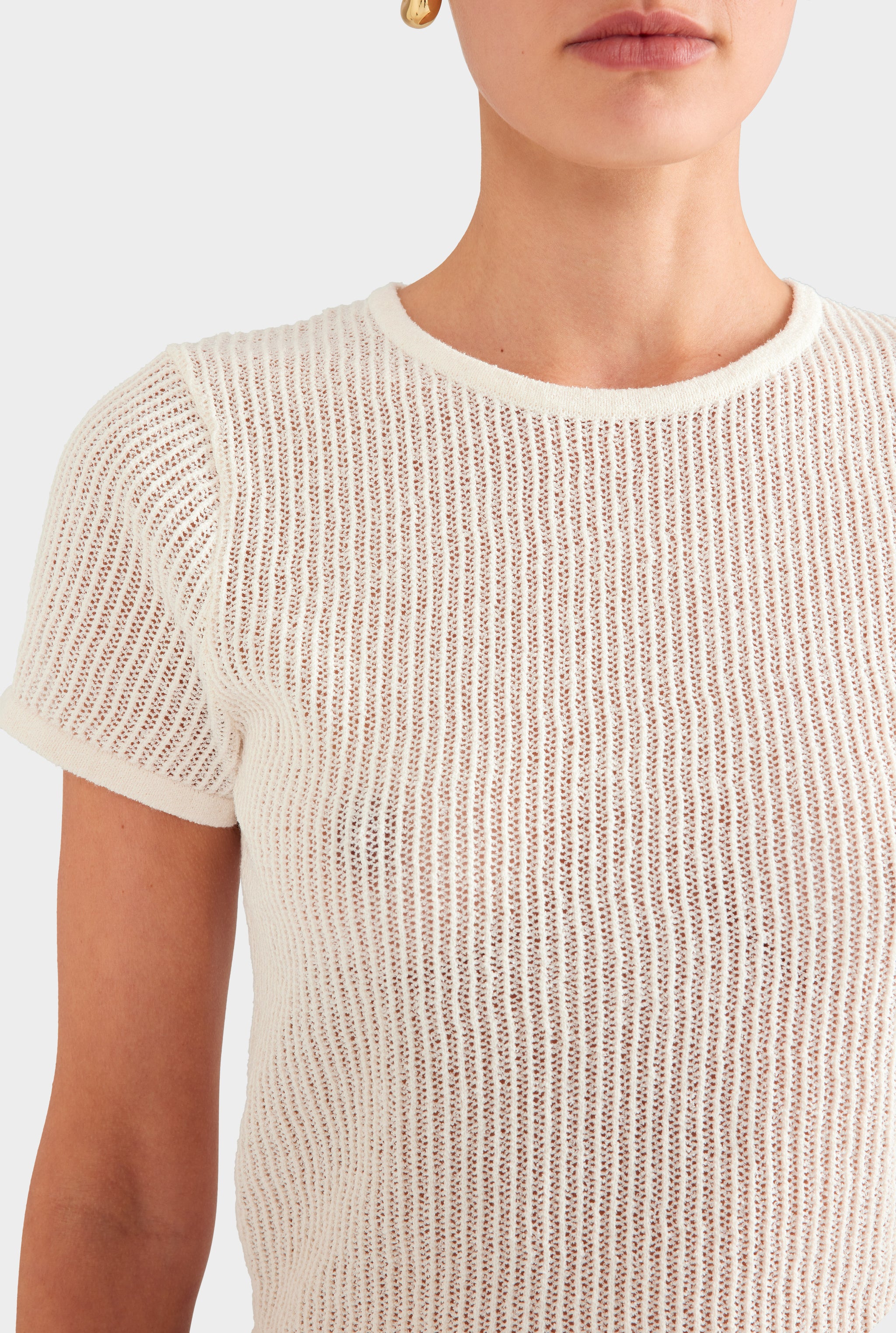 Terry Knit Crop Tee - White